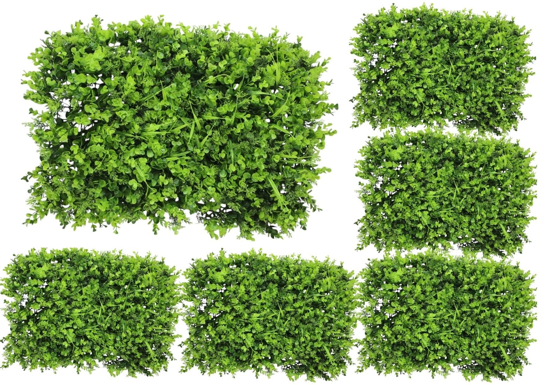 HOME ELEMENTS 6 Pcs Artificial Boxwood Hedge Wall Panels, Grass Panels, UV Protected Faux Green Grass Backdrop for Interior Wall Indoor Home Outdoor Fence Garden Backyard Decor (70x50cm)