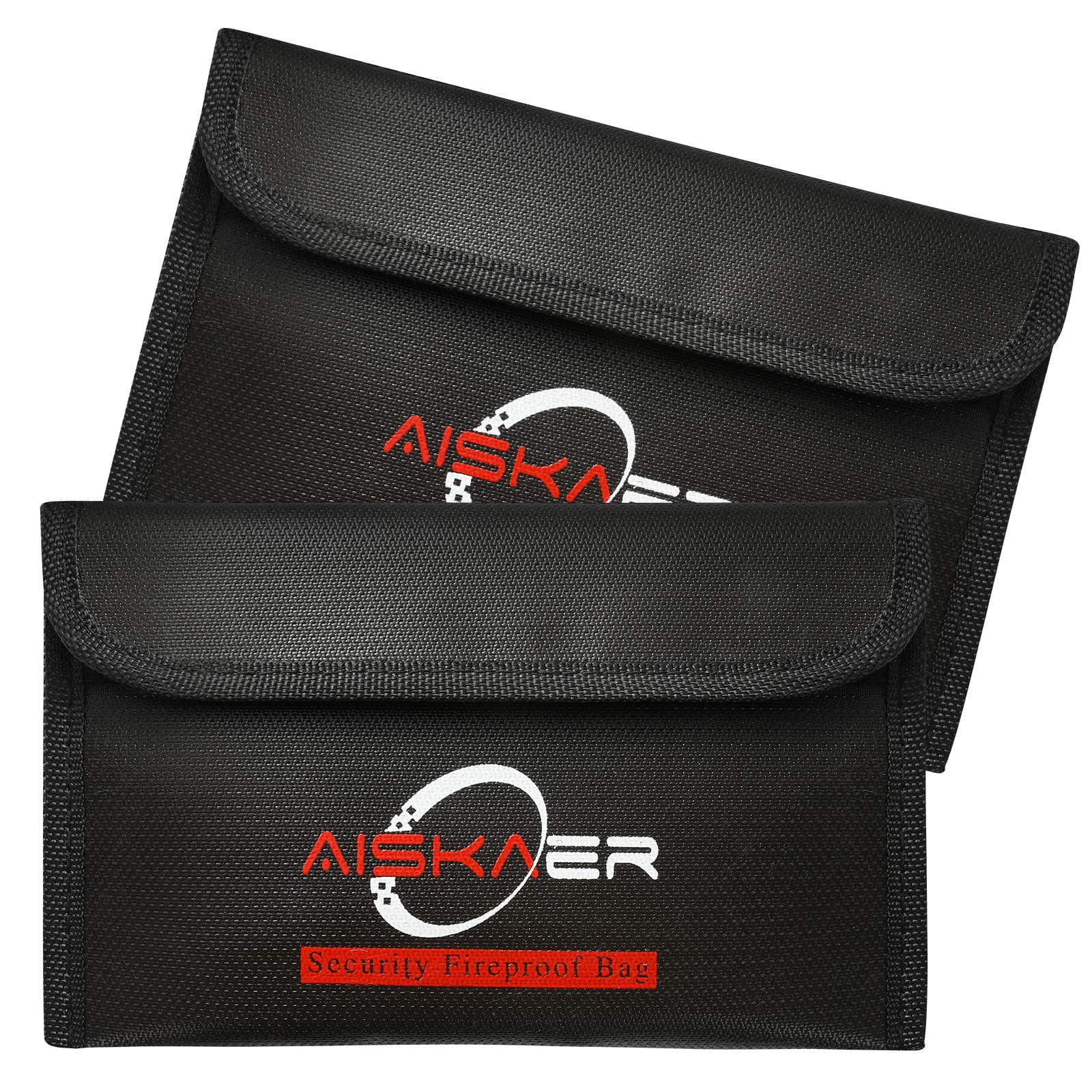 2PACK 8"x 5" Fire & Water Resistant Safe Bag - Non-Itchy Silicone Coated, Small Fireproof Wallet for Money, Keys, Jewelry and Passport