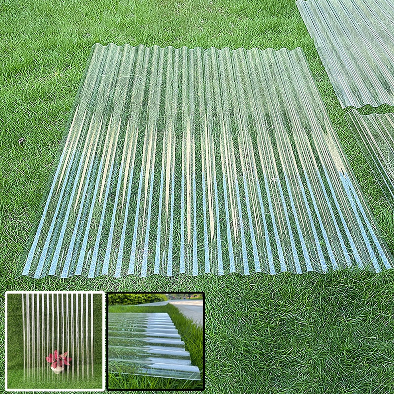 Clear Roofing Panel, 1mm Corrugated Roofing Panels, Cladding Walling Sheeting, Fiberglass Daylighting Panels, Greenhouse Shed Roof Panel, Roofing Sheet, Easy to Roll and Cut(Clear,35x55in)