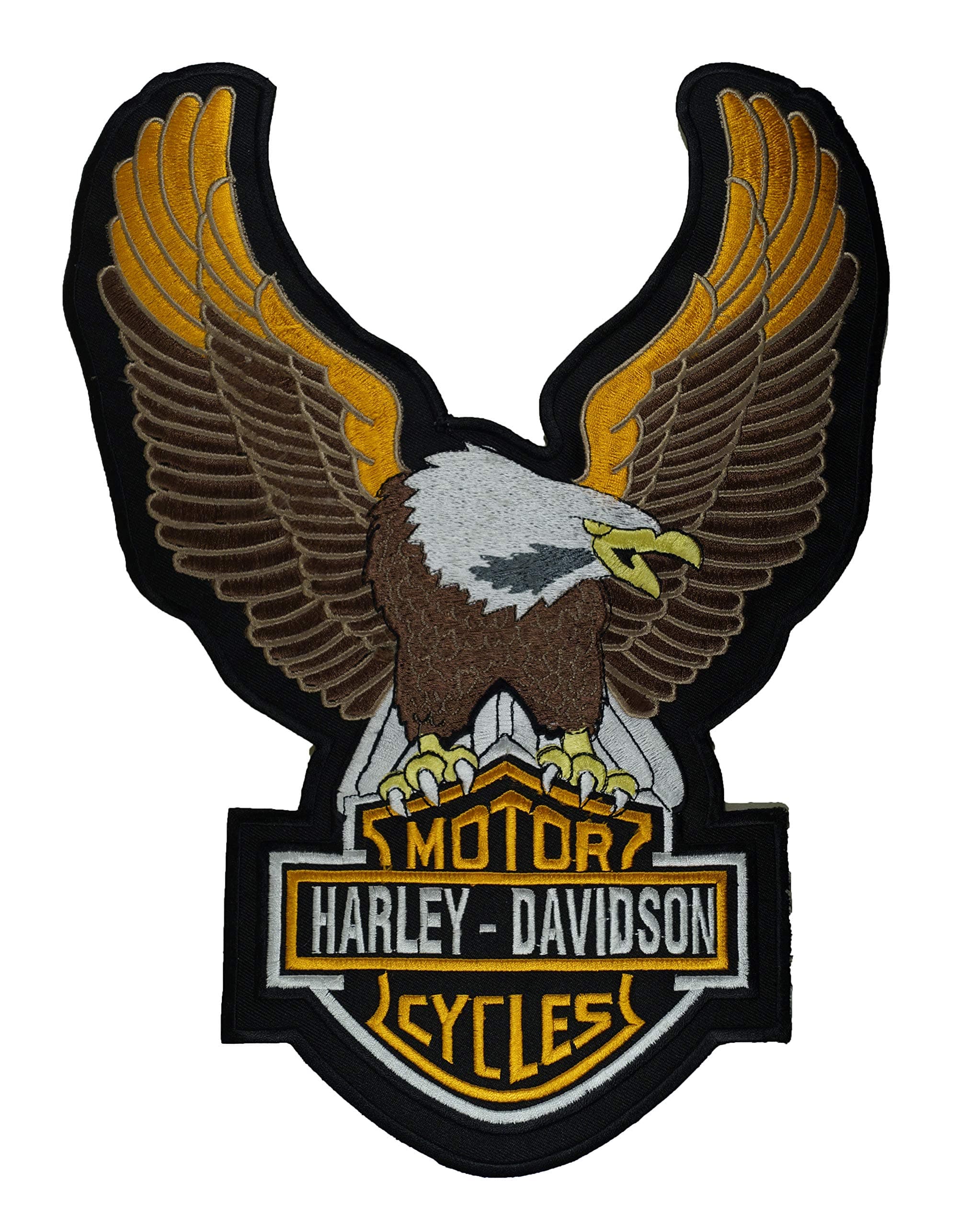LSMHarley Davidson Eagle 33x24.5cm Fabric Applique Patch, 1 Piece, Iron-On/Sewing, Modern, Black, Leather, Adult