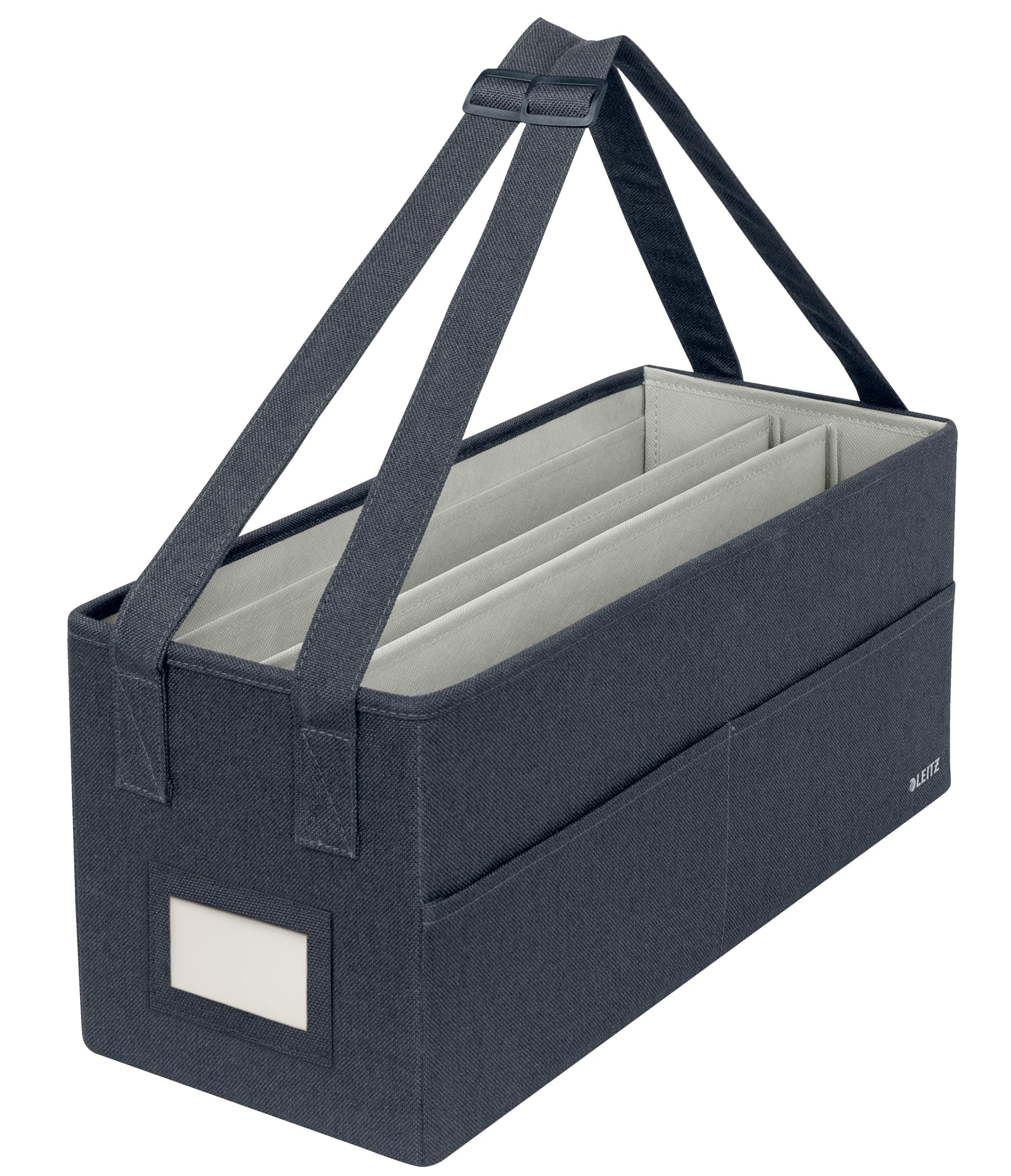 Leitz Fabric Hot Desking Work Bag & Storage Bag, Foldable Laptop Bag & Desk Tidy Organiser for Stationery & Laptop Accessories, w. Carry Handles, Velvet Grey, 64440089