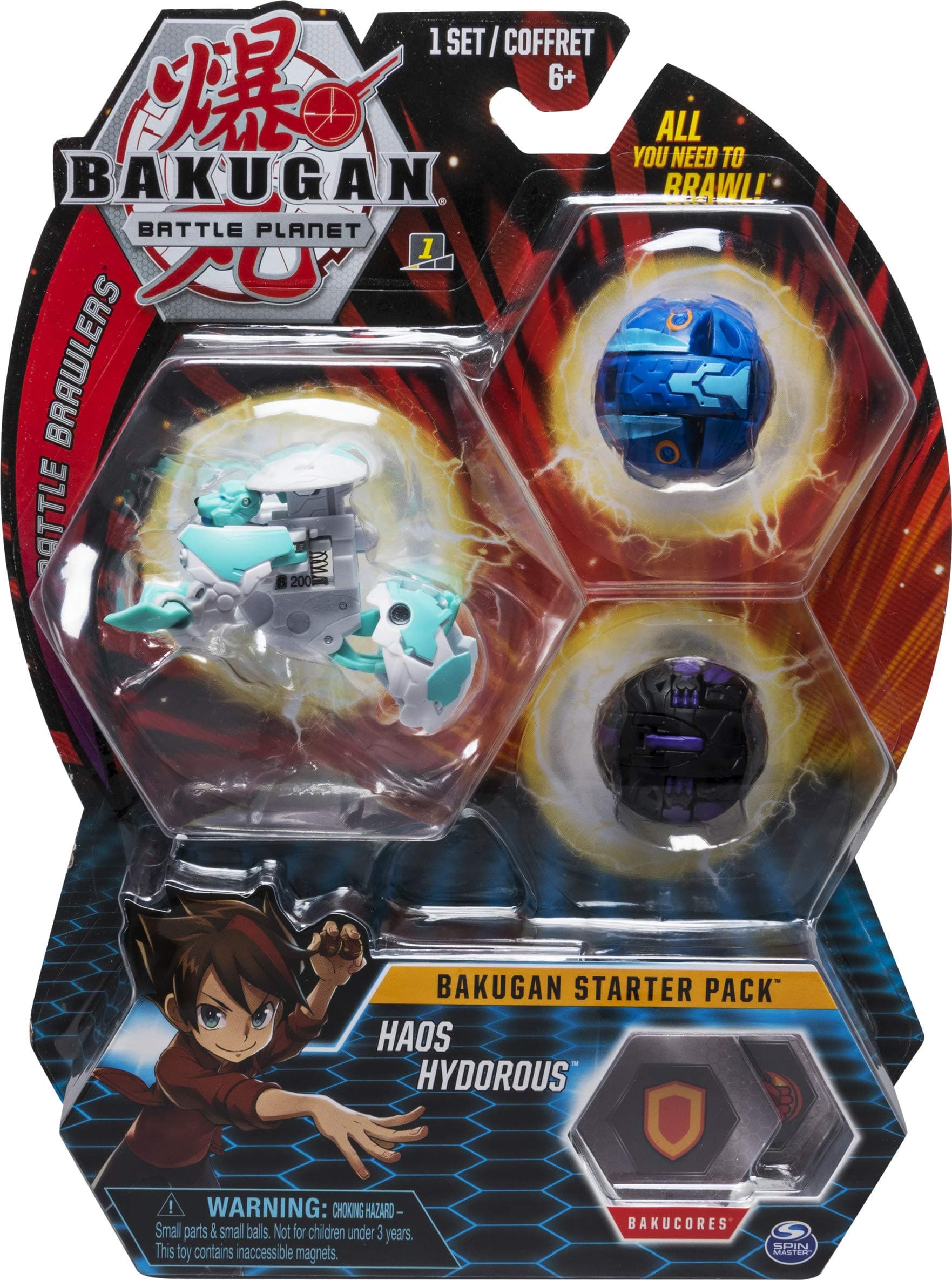 Bakugan Starter Pack 3-Pack, Haos Hydorous, Collectible Transforming Creatures, for Ages 6 and Up