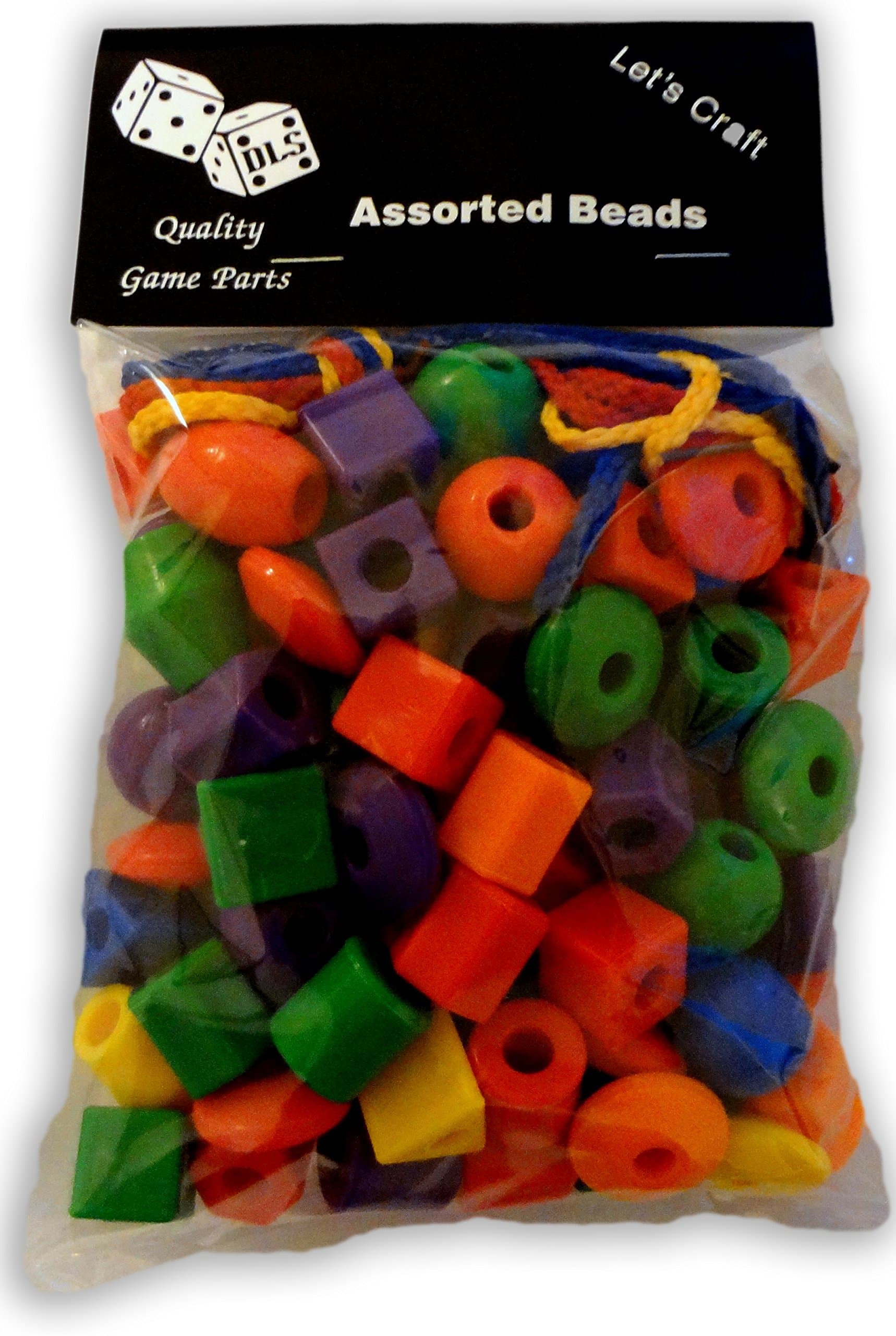 Discount Learning Supplies 100 Jumbo Assorted Plastic Beads with Three Lacing Strings