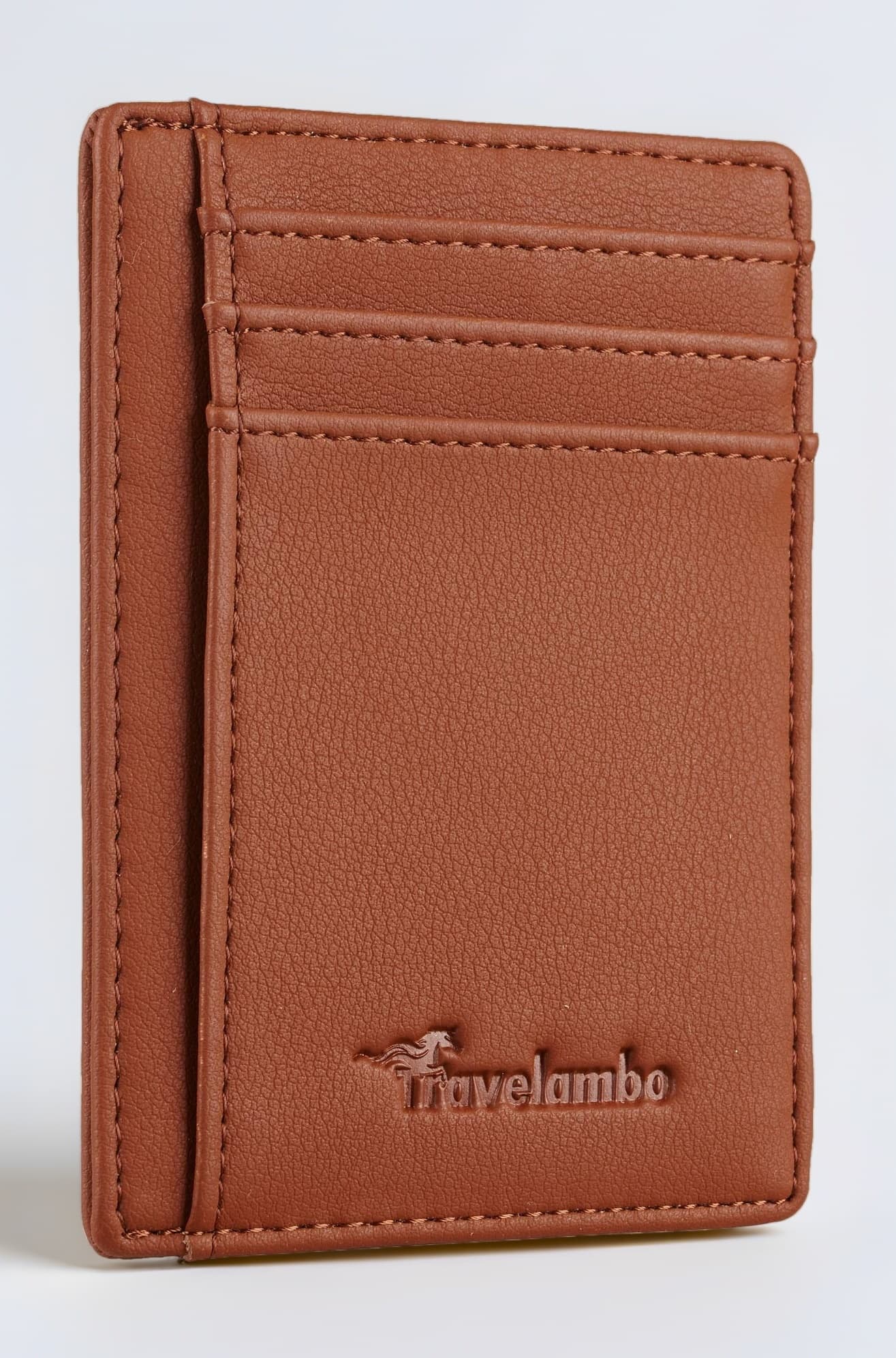 Travelambo Front Pocket Minimalist Leather Slim Wallet RFID Blocking Medium Size(Vipor Brown)