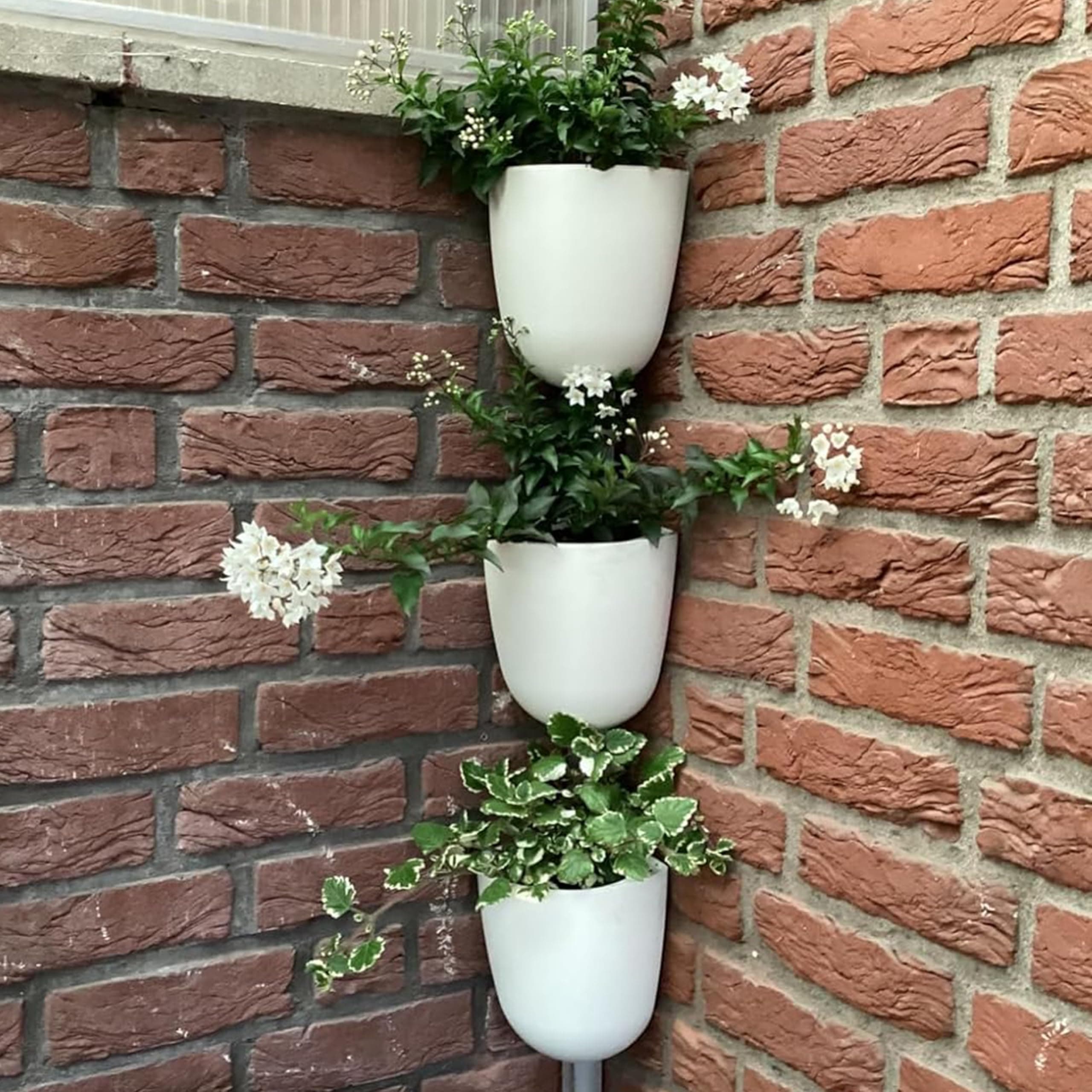 ORIMERC Self Watering Triangle Plastic Corner Wall Mounted Hanging Flower Pot (White)- Pack of 4