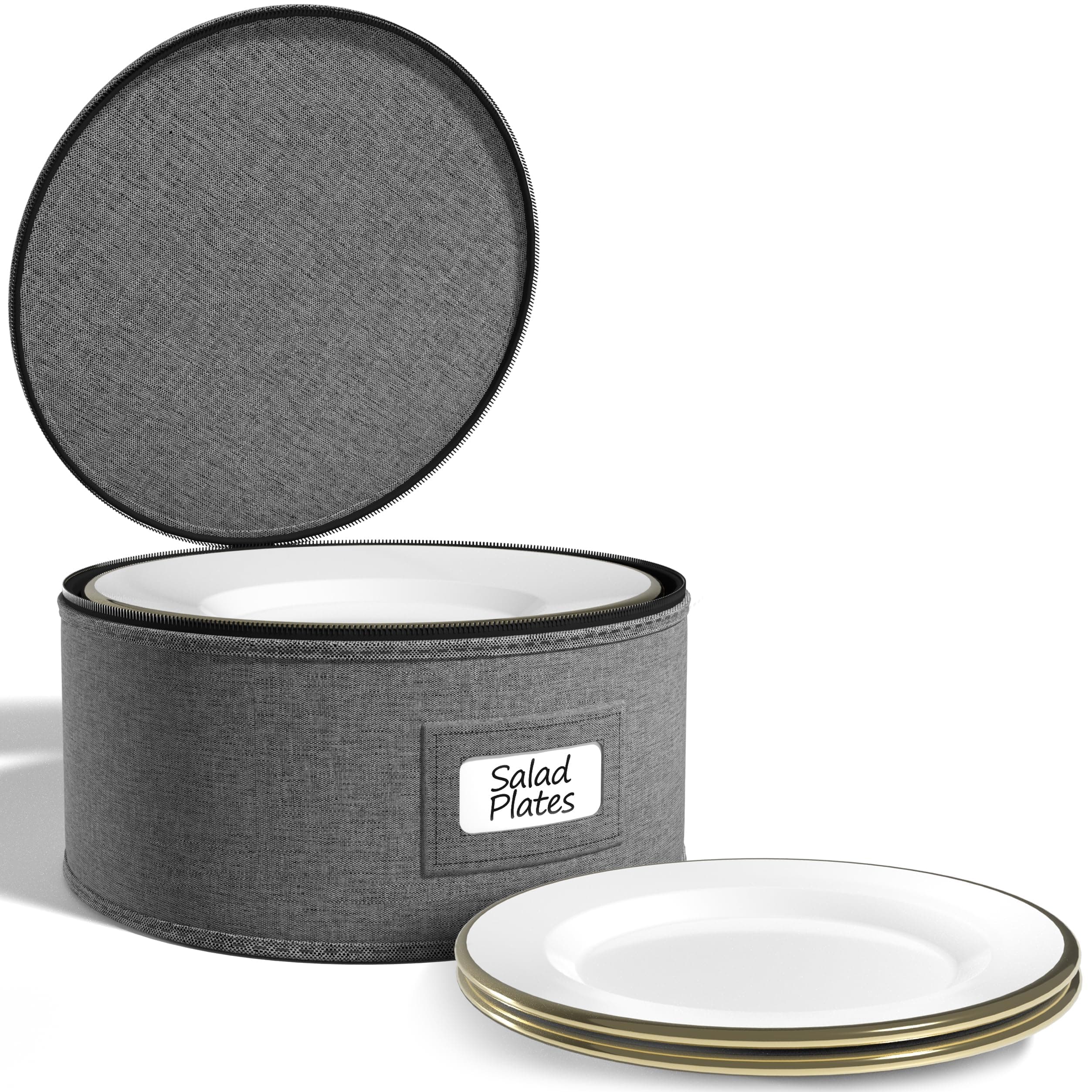 Sorbus China Storage Container – Dinnerware Organizer for Bowl Plate Storage with Lid (Holds Service for 12) with Felt Protectors – 9" x 6"