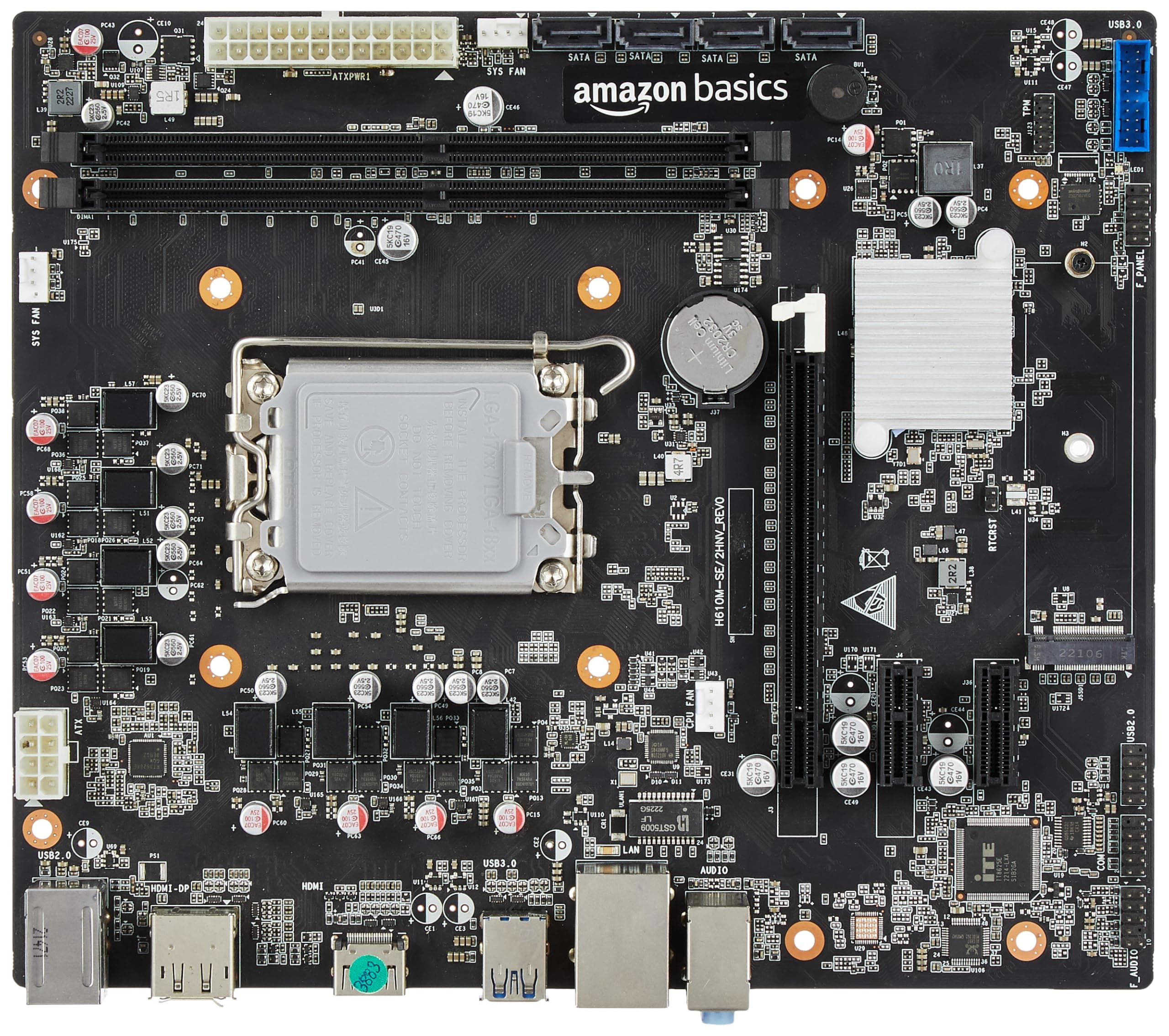Amazon Basics Desktop Motherboard H610 | Intel LGA 1700 Socket | Supports 12th/13th/14th Gen Intel Core Series Processors | DDR4 Compatible | Supports DDR4 3200MHZ | 3-Years Warranty (First in India)