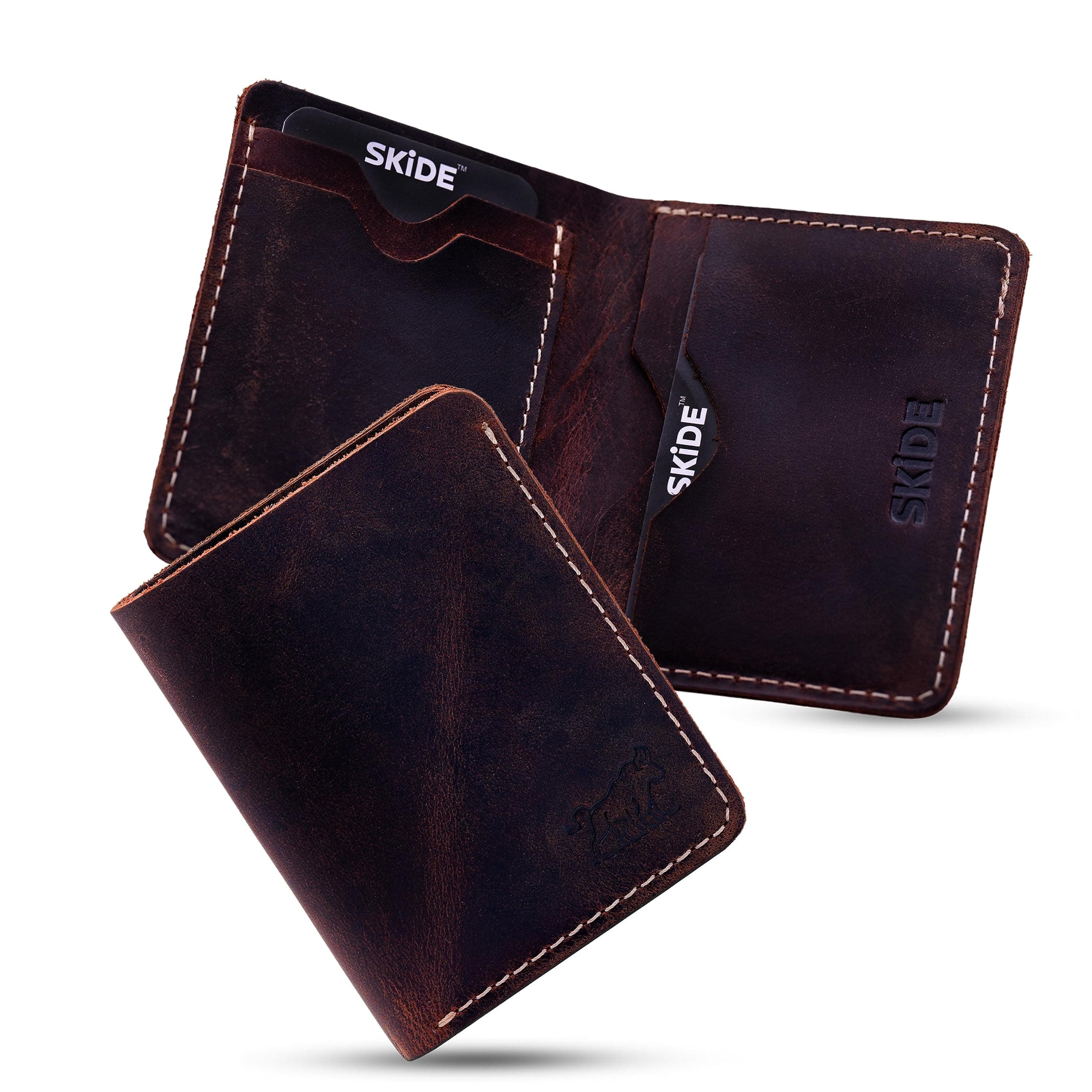 SKiDE Hunter Slim Wallet | Minimalistische Geldbrse & Kleine Geldbrse fr Herren | Kartenhalter fr Mnner & Frauen | Kartenhalter Geldbrse | (Jgerbraun)