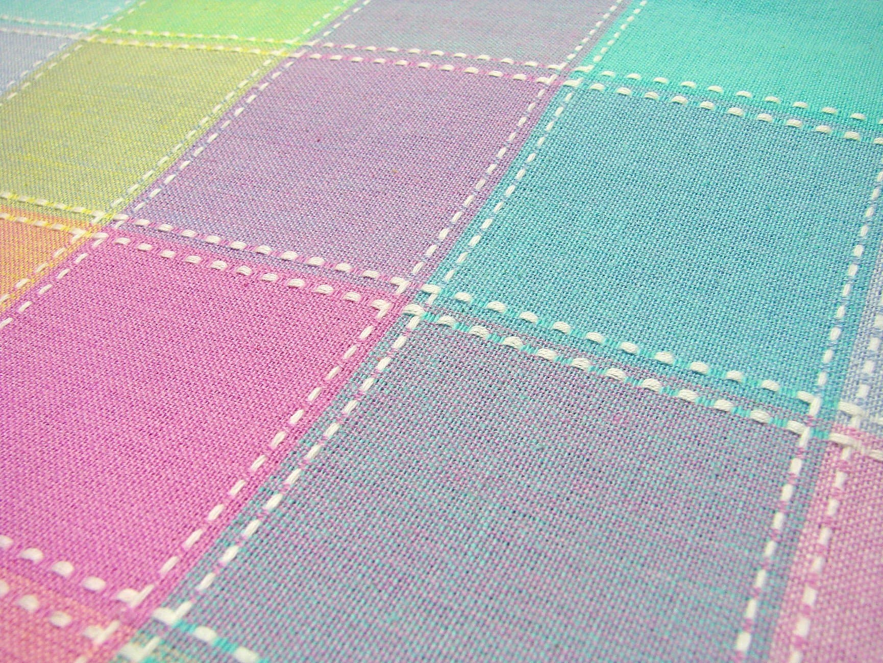 ec-ne70 Easter Tartan 70" ROUND Tablecloth Spring Pastel Plaid White Top Stitch