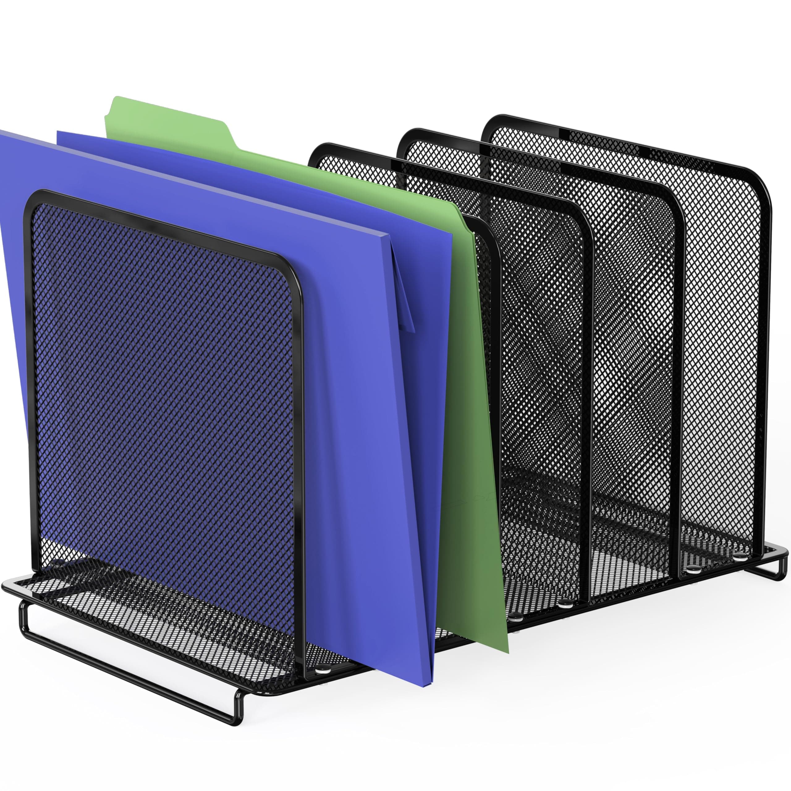 Expandable 5 Section Upright File Sorter Organizer, Black