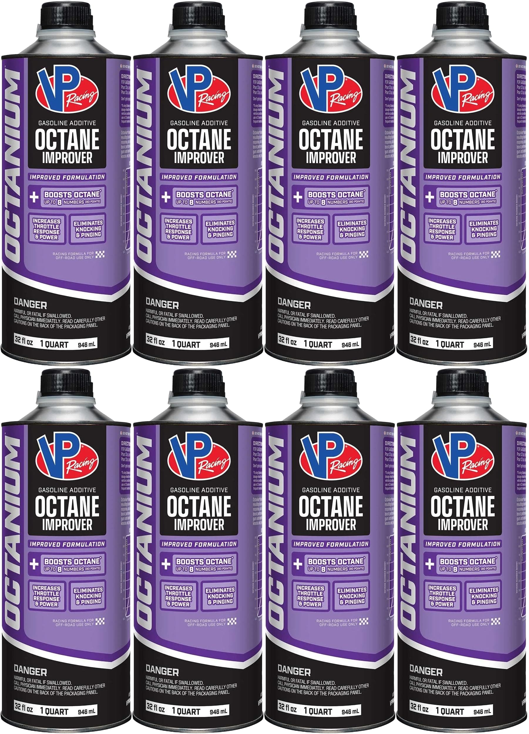 VP Racing Fuels 2855, Madditive Octanium Octane Booster Racing Formula - Quart (8 Pack)