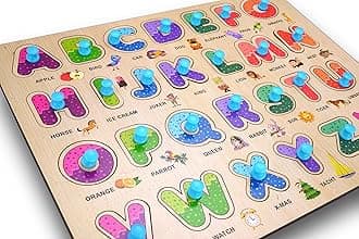 LefanWooden Learning Educational Board For Kids, Puzzle Toys For 2 Years Old Boys & Girls Alphabets