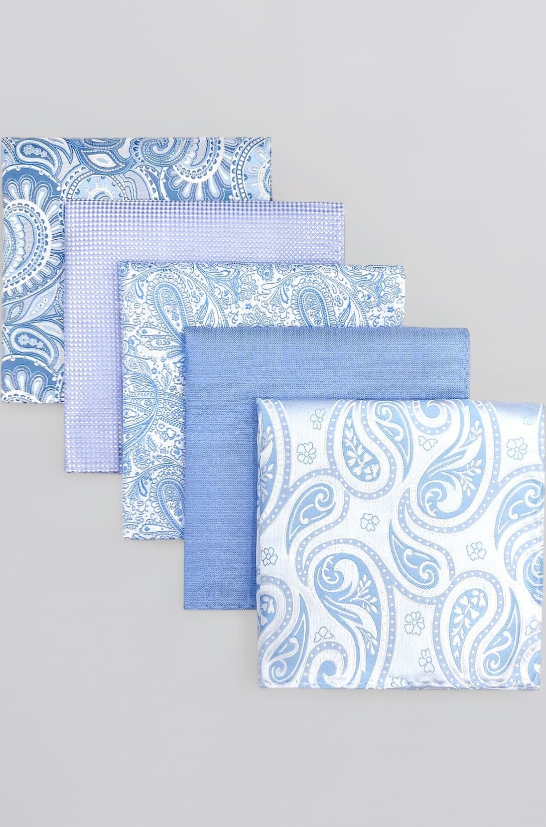 SHLAX&WING 5 Pieces Assorted Mens Silk Pocket Square Handkerchiefs Set 33