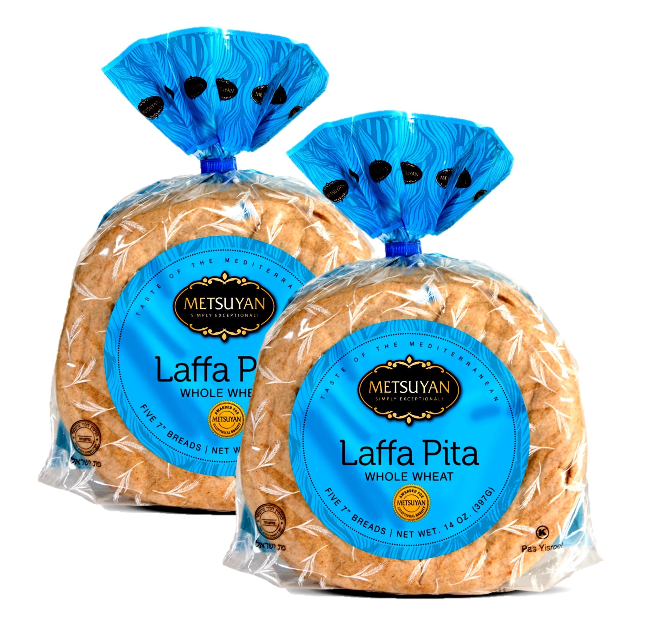 Metsuyan Laffa Pita Whole Wheat Flatbread Kosher Bread 5 Count (2 Pack)