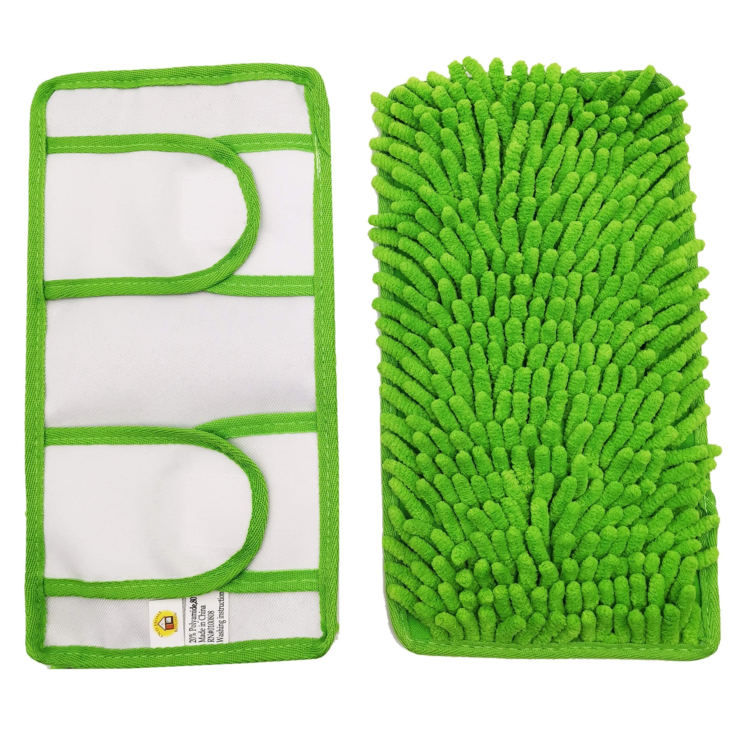 Reusable Chenille Mop Pads | Washable Microfiber Pads for Standard Mop Heads | Swiffer-Compatible Dry Mops for Dust, Pet Hair, and Spills | Replacement Set of 2