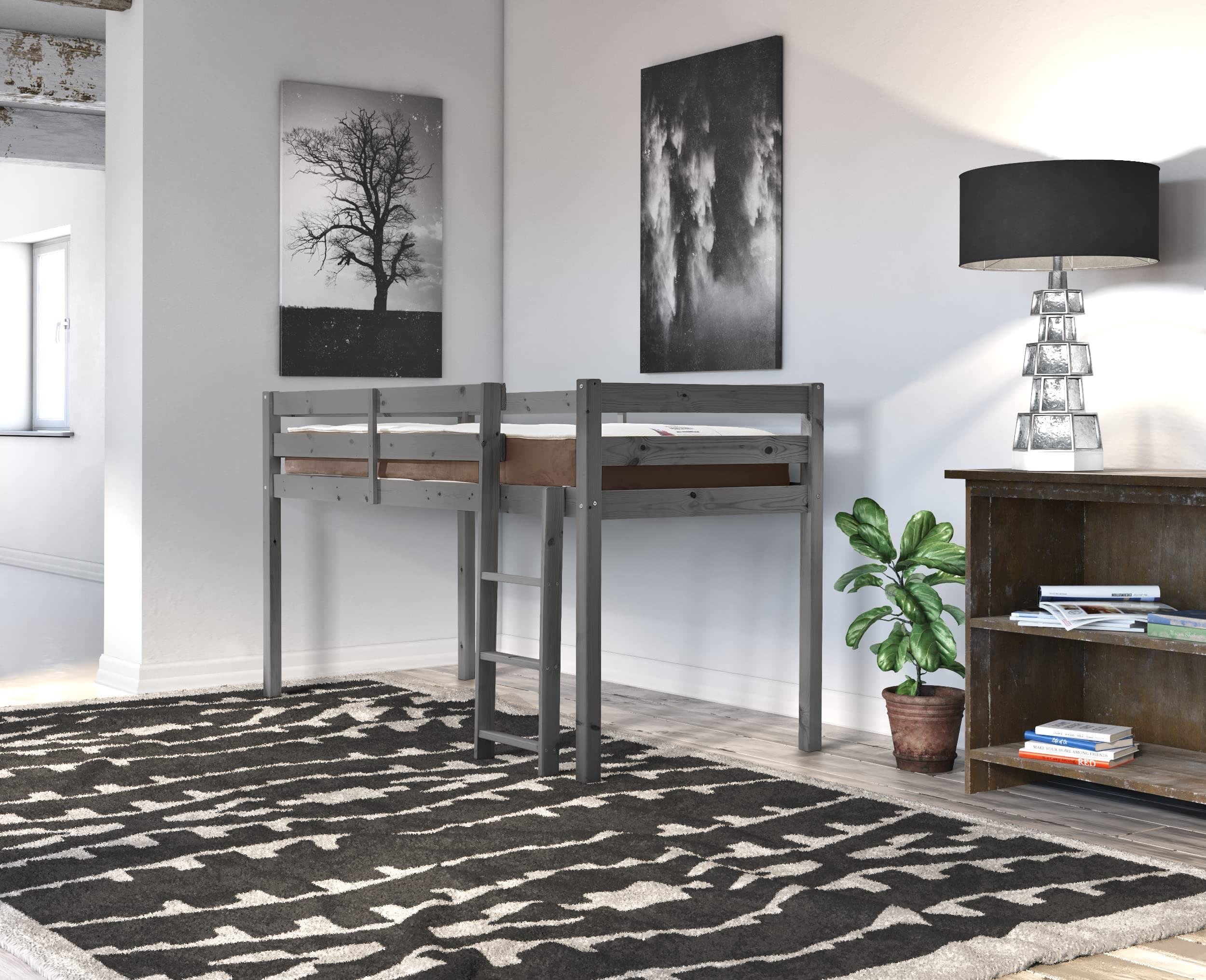 STRICTLY BEDS&BUNKS Molly Midi Sleeper Cabin Bed, 2ft 6 Dark Grey