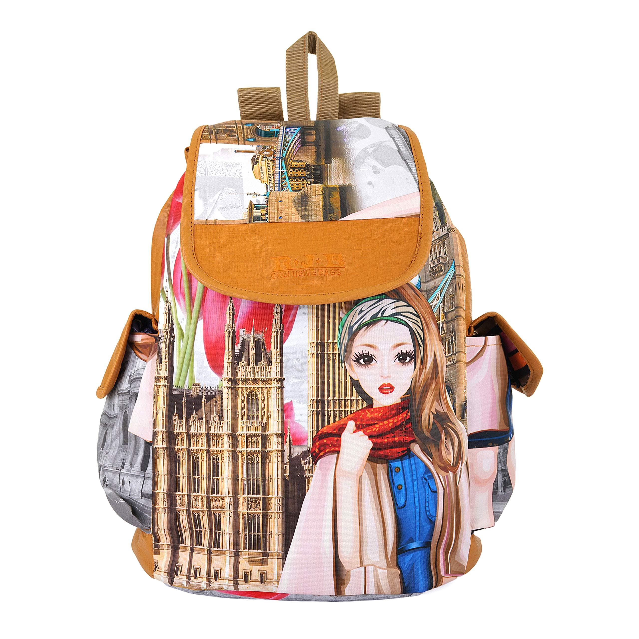 MINKRIT Women Pu Leather Brown Casual Backpack