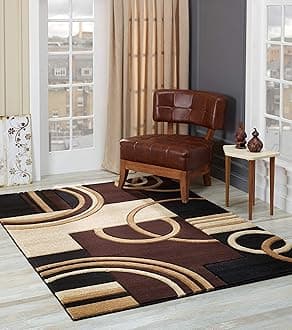 GLORY RUGS Golden Platinium Collection 500,000 Thread count Soft Black-Brown Hand Carved - Modern Contemporary (5'2" x 7'5") Floor with Premium Fluffy Texture for Indoor Living / Dining room