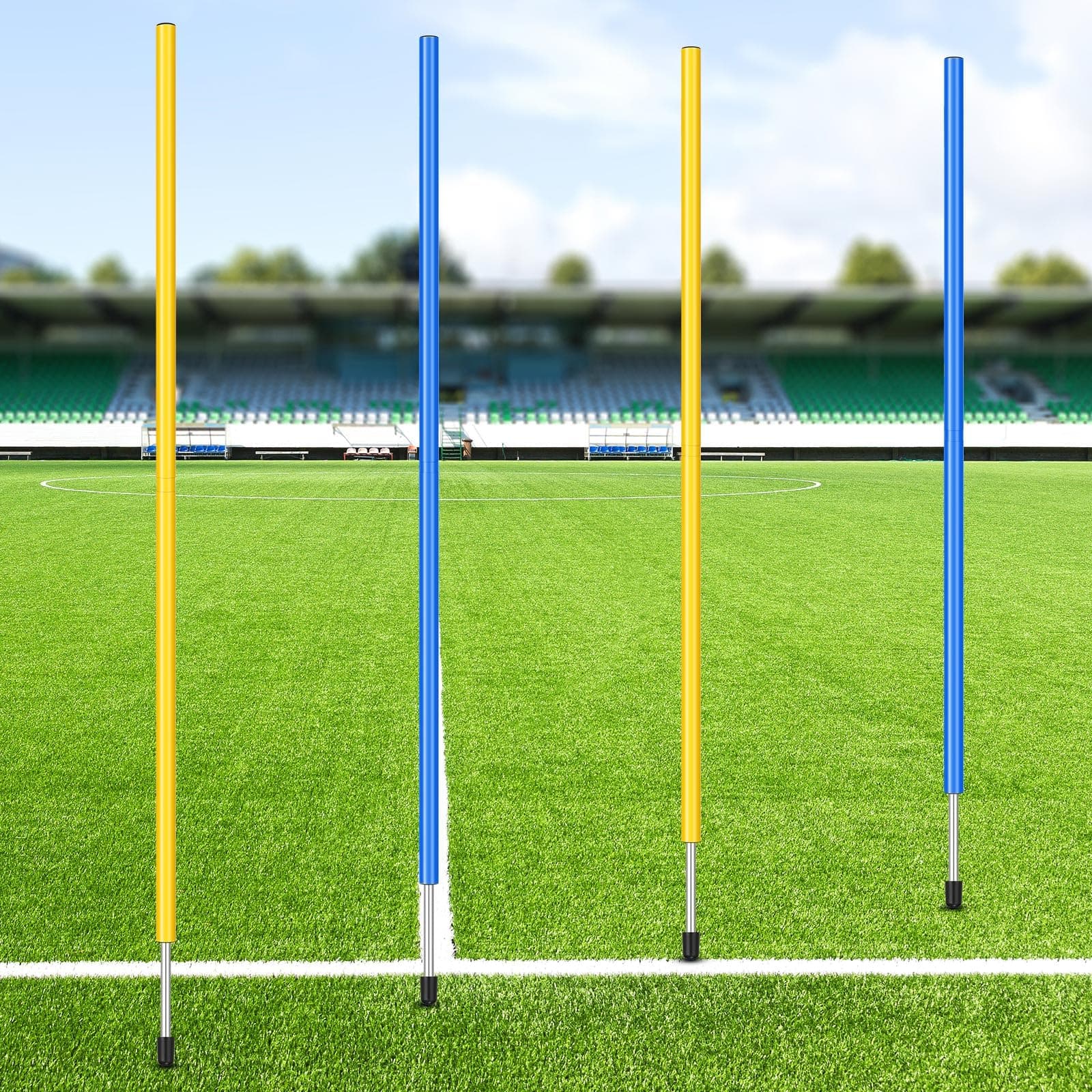 Silipull 4 Pcs Training Agility Poles 5ft Adjustable Soccer Training Poles Soccer Training Sticks Sports Speed and Agility Training Equipment for Football Sport Soccer Speed Training