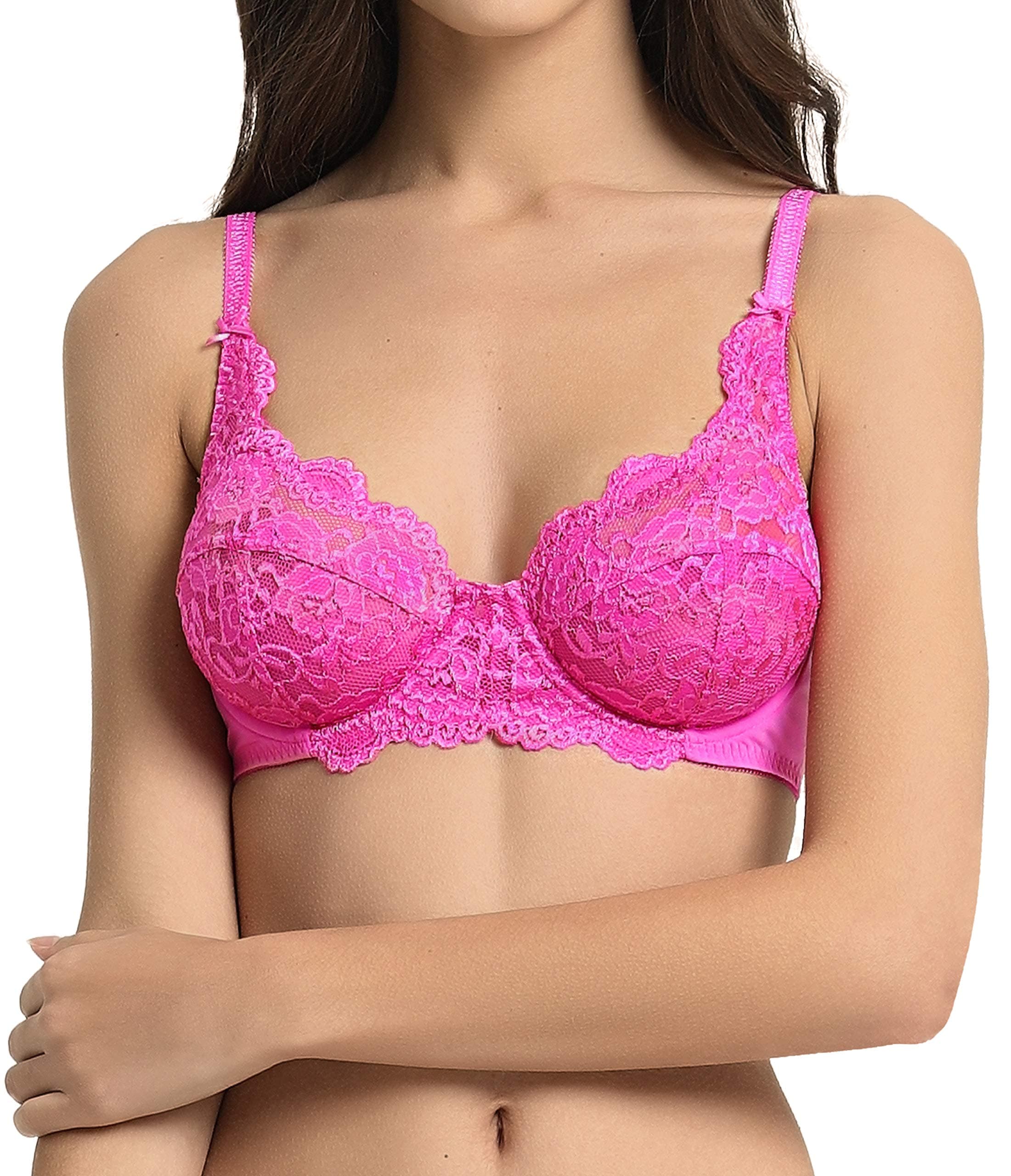 Women’s Bra, Lace Bra, Underwire Unlined Full Coverage Bra, Microfiber
