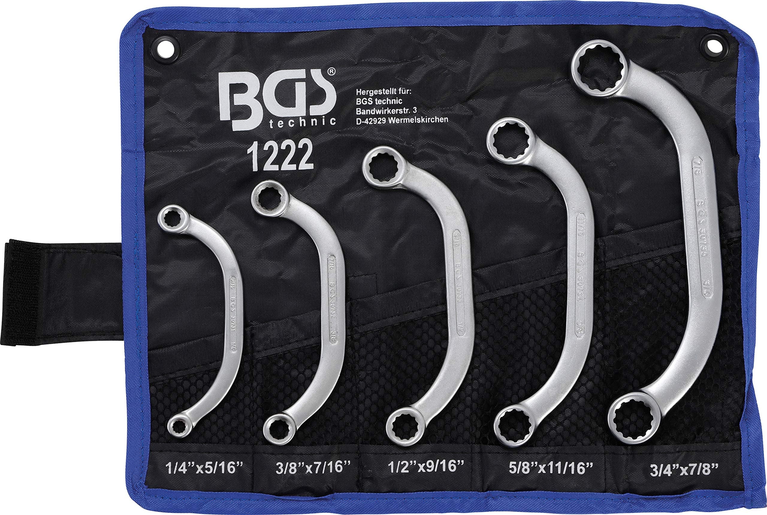 1222 Obstruction Ring Spanner Set, Silver/Black, 1/4-7/8-Inch, Set of 5 Pieces