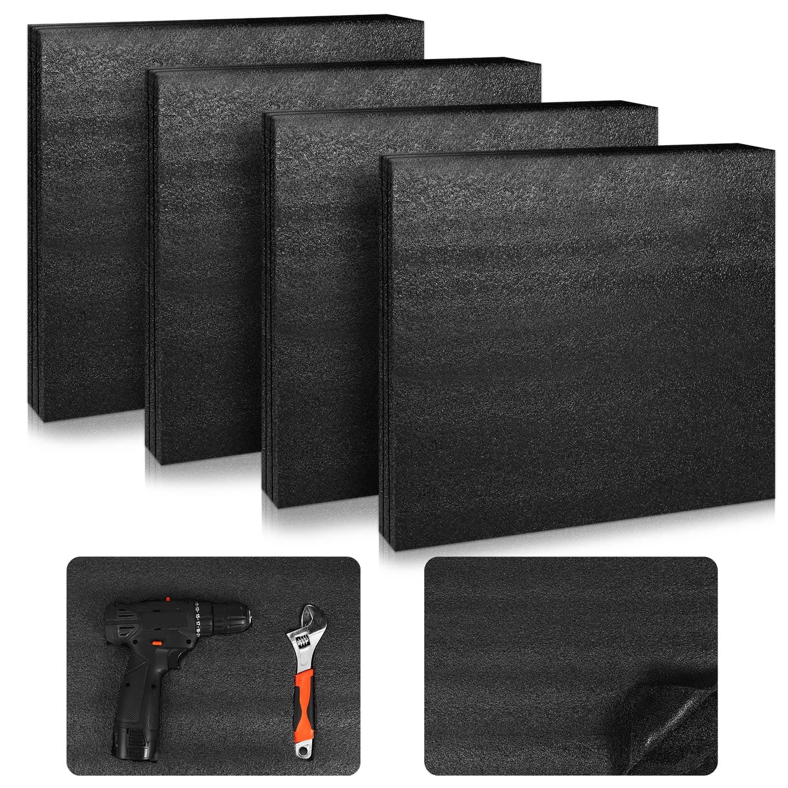 4 Pcs Packing Foam Polyethylene Foam Sheet Customizable Thick Packing Material Foam Black Polyethylene Foam Sheet Insert for Packing Shipping Crafts Toolbox (12 x 16 x 1 Inch)