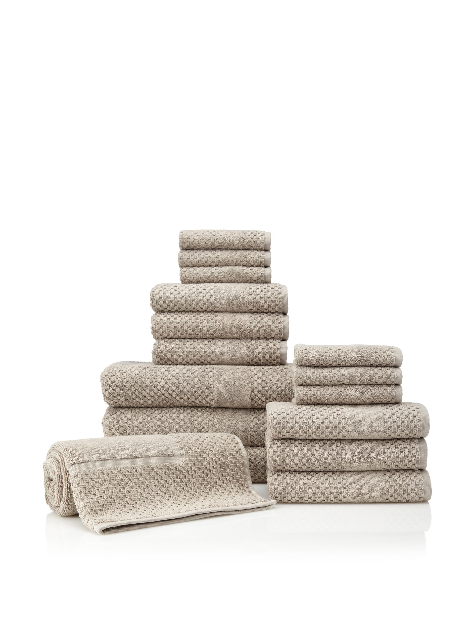 Chortex Honeycomb 16-Piece Bath Towel Set, Flax