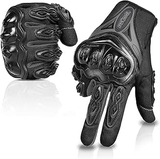 IRON JIA'S Motorcycle Gloves Full Finger Durable for Road Racing Bike Summer Spring Powersports Support Touch Screen Black-M