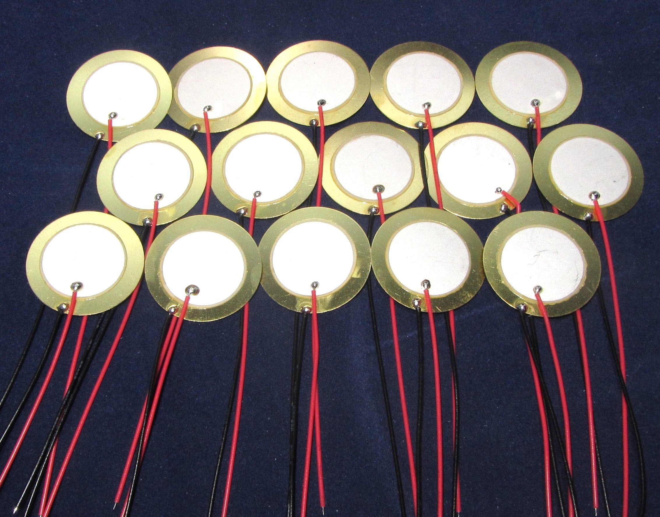 15 Pieces - 27mm Piezo Disc Elements with 4" Leads - Acoustic Pickup Cigar Box Guitar CBG