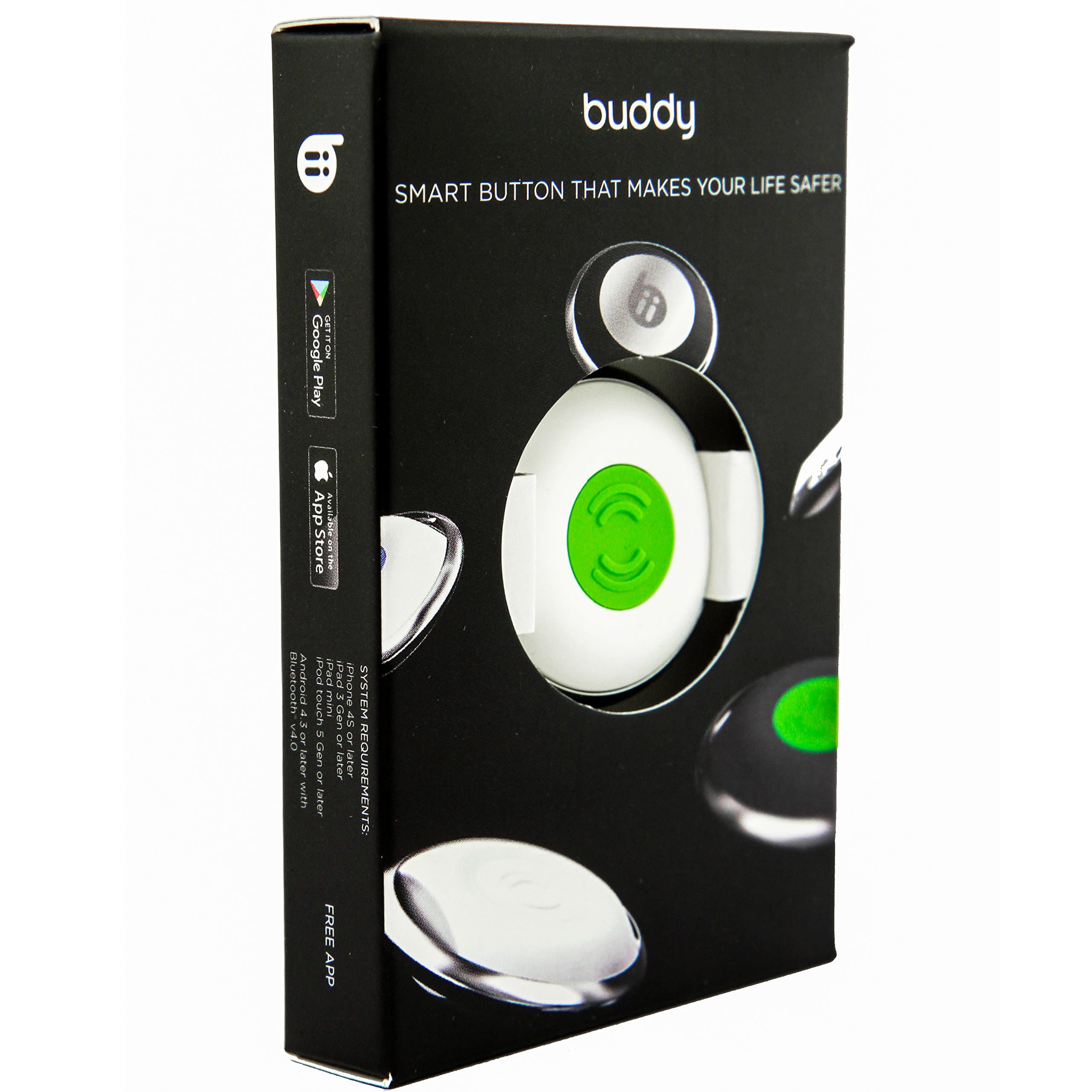 BiiSafe Buddy-2 Smart Button - item finder, safety alert button, activity tracker (white-green)