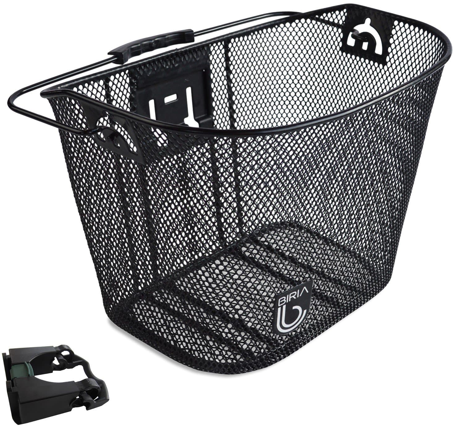 Bicycle Basket Black with Bracket Front Quick Release Basket, Removable, Wire Mesh Bicycle Basket, Fits Handlebar Size 25MM-50MM.This Basket Fits Oversize Handlebars,Instruction Included. Black