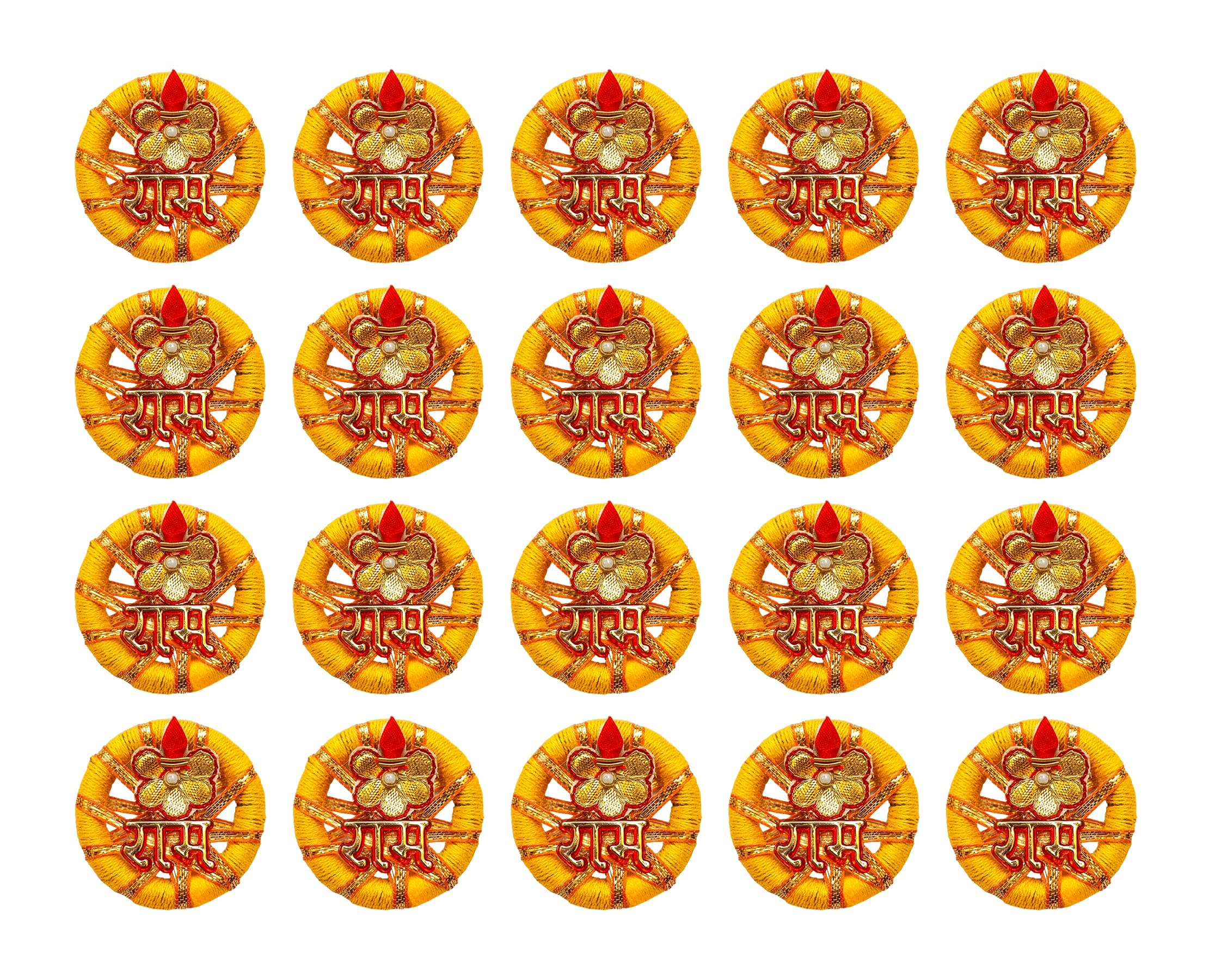 Ritwika's Ram - Ram Door Wall Hangers Set for Positivity, Luck and Prosperity | Satin & Plexiglass Work | for Home, Office Or Festival Decoration | Size 2 inch x 2 inch (Yellow-RAM-RAM-Set of - 10)