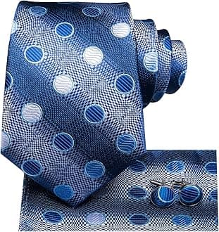 Hi-TieMens Silk Ties Set Novelty Necktie with Pocket Square and Cufflinks Set
