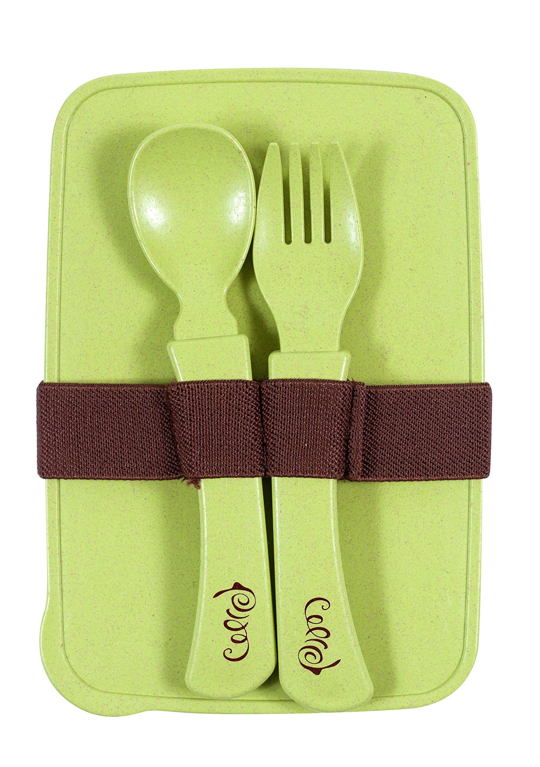 Eco-Friendly Bento Lunch Box with Fork and Spoon, Green