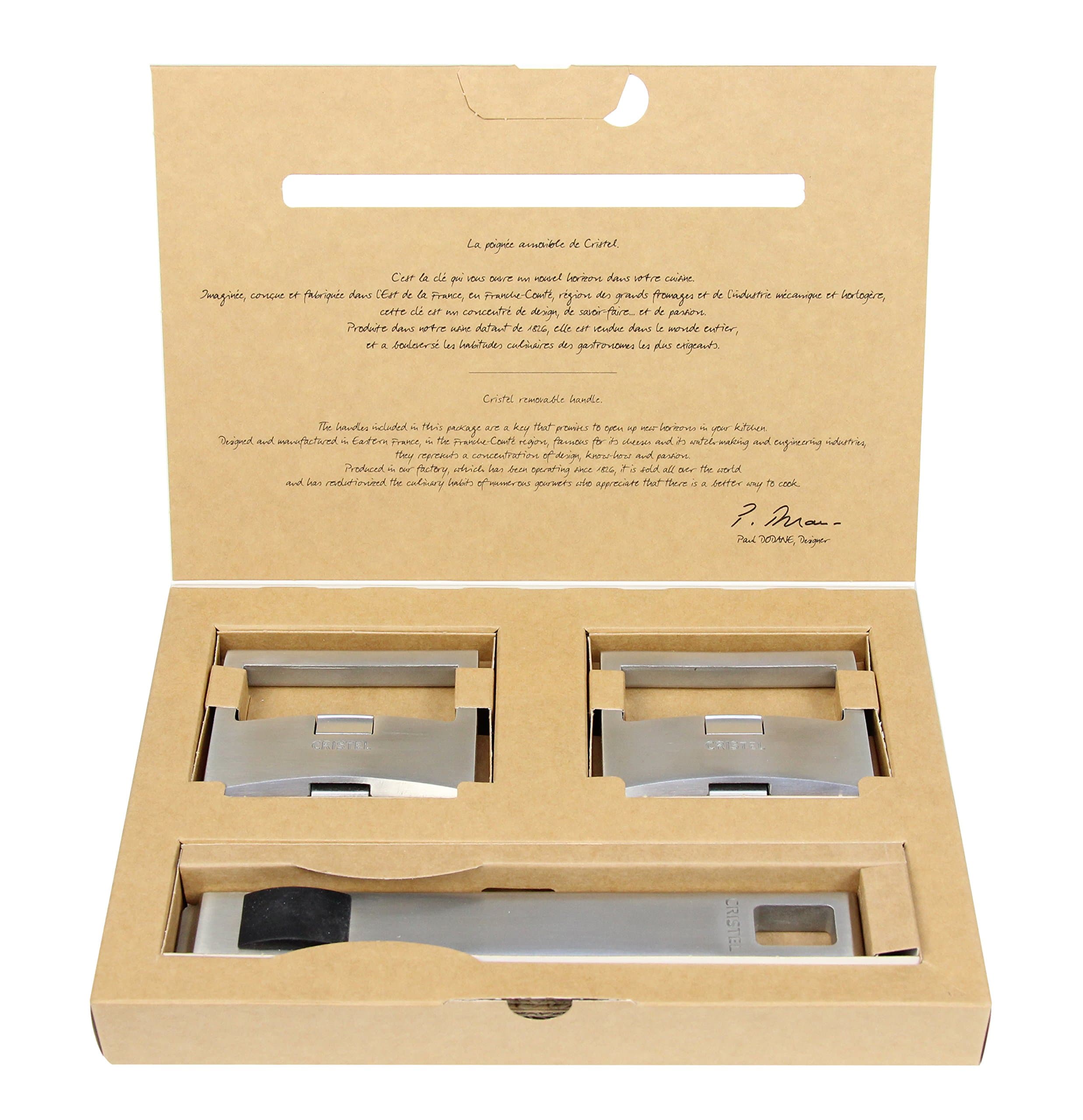 Cristel Strate 1 Long Handle + 2 Side Handle, Stainless Steel, Silver