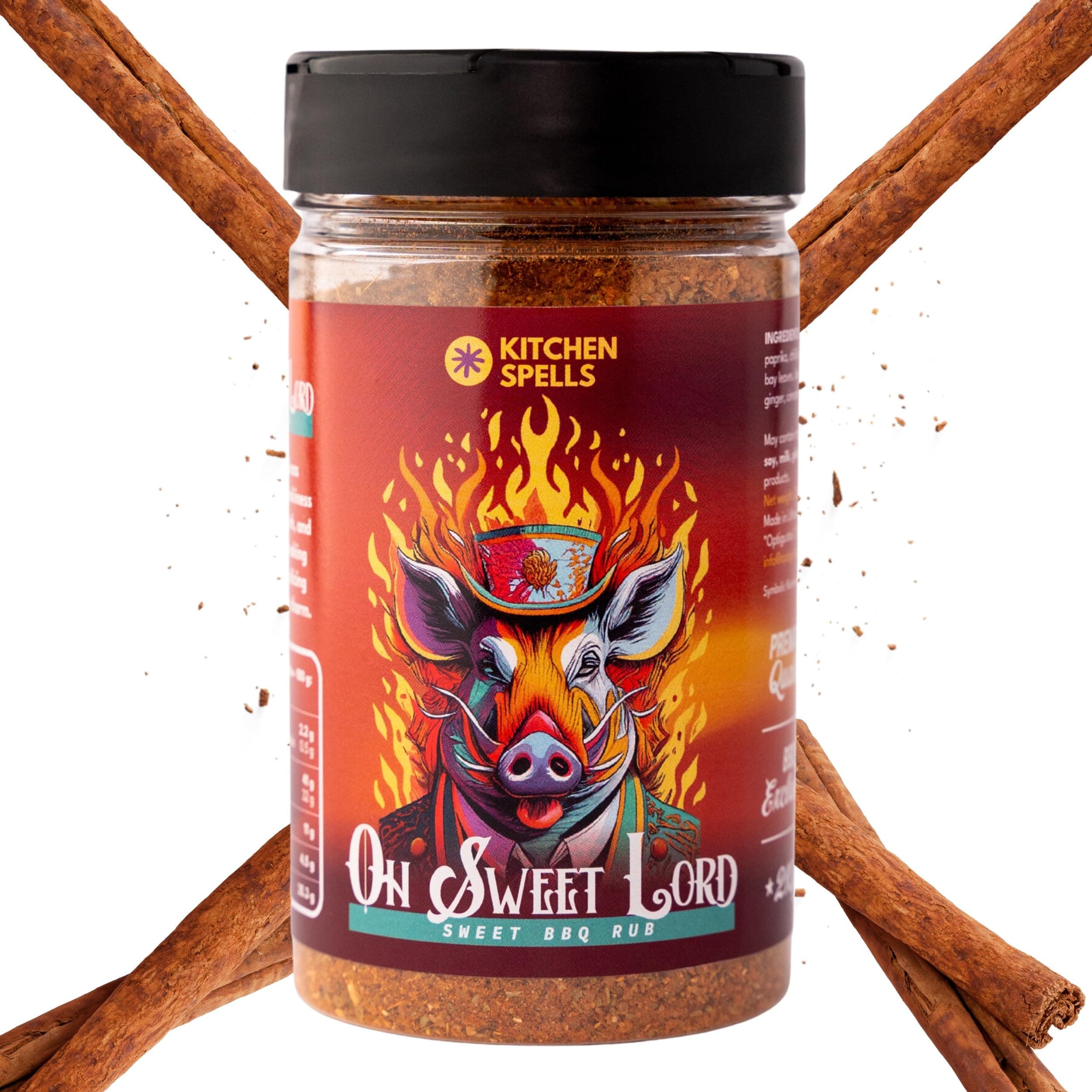 Oh Sweet Lord BBQ Rub - Texas Style Rub - Charming Blend of Spices For Smoky & Sweet BBQ - Dry Seasoning Blend for Beef, Pork, Chicken Dishes - Large Jar - 210 G