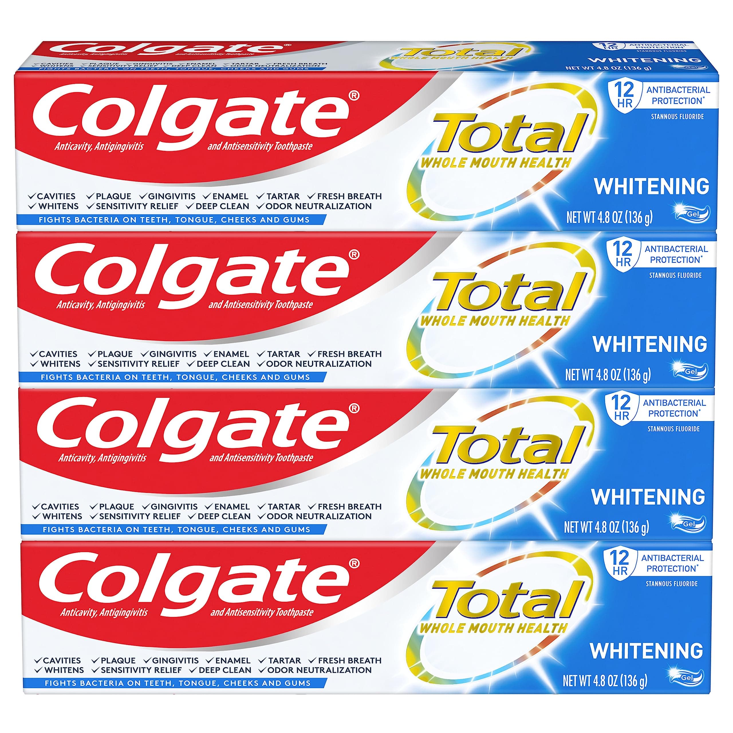 Total Whitening Toothpaste Gel - 4.8 ounce (4 Pack)