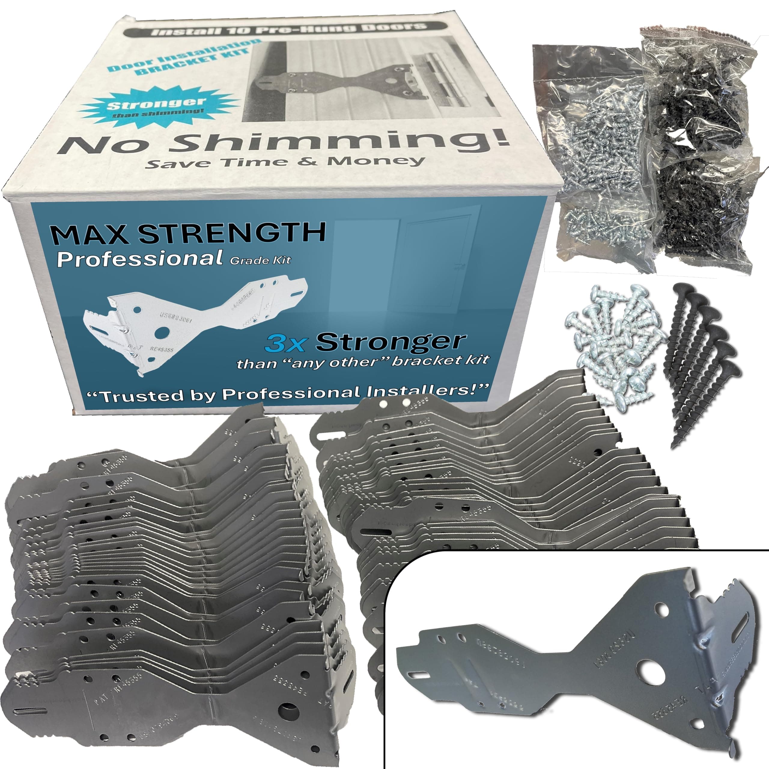 EXPR® Premium Door Install Kit - Max Strength (Secures Both Sides) | Official Door Stud® Bracket | Now with Stronger Screws