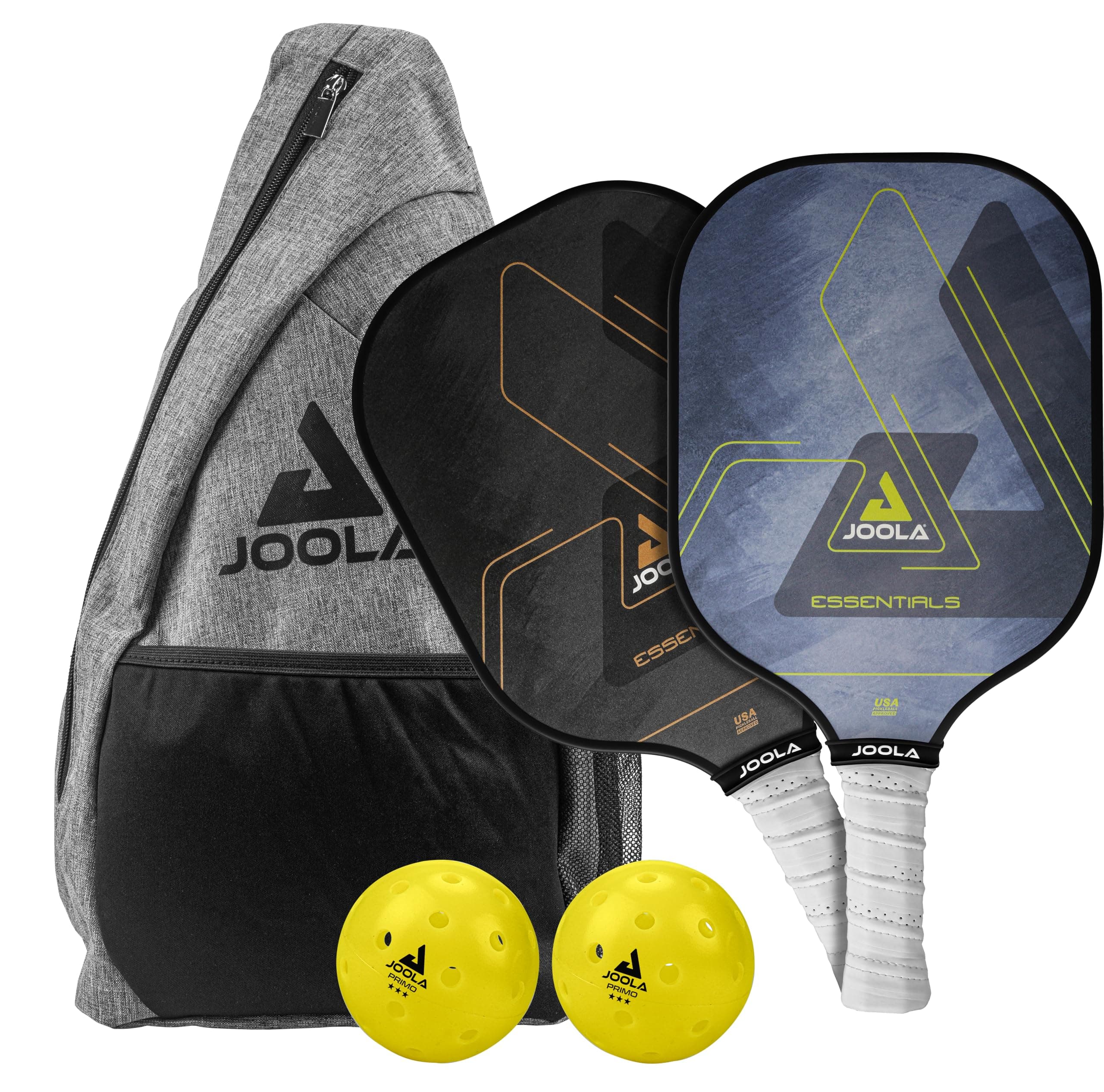 JOOLA Pickleball Paddles & Sets - Essentials and Essentials Dash Set of Two - Includes 2 Rackets, 2–4 Balls, and Storage Carry Bag - USAP Approved