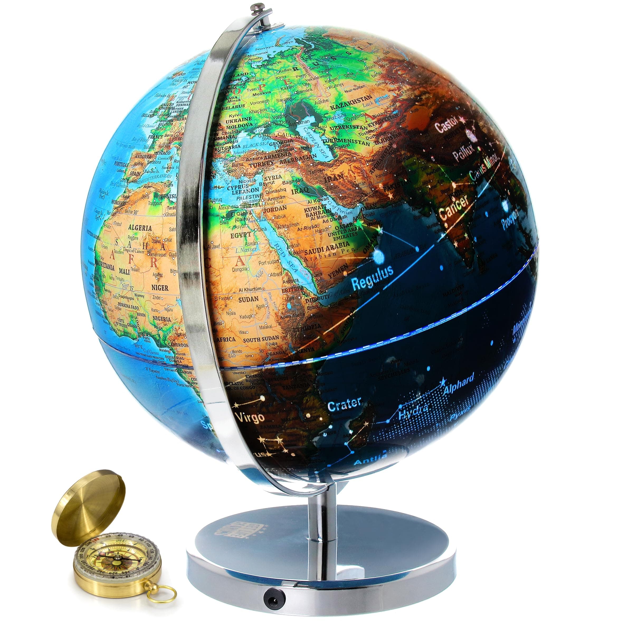 GET LIFE BASICS World Globe with Illuminated Constellations ? 13? Light Up Globe For Kids & Adults ? Interactive Earth Globe Makes Great Educational Toys, Office Supplies, Teacher Desk D‚cor, More