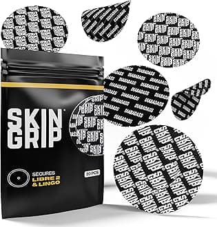 Skin Grip CGM Adhesive Patches for Libre 2 & Lingo - Waterproof & Sweatproof, Black, 20 Count (Pack of 1)