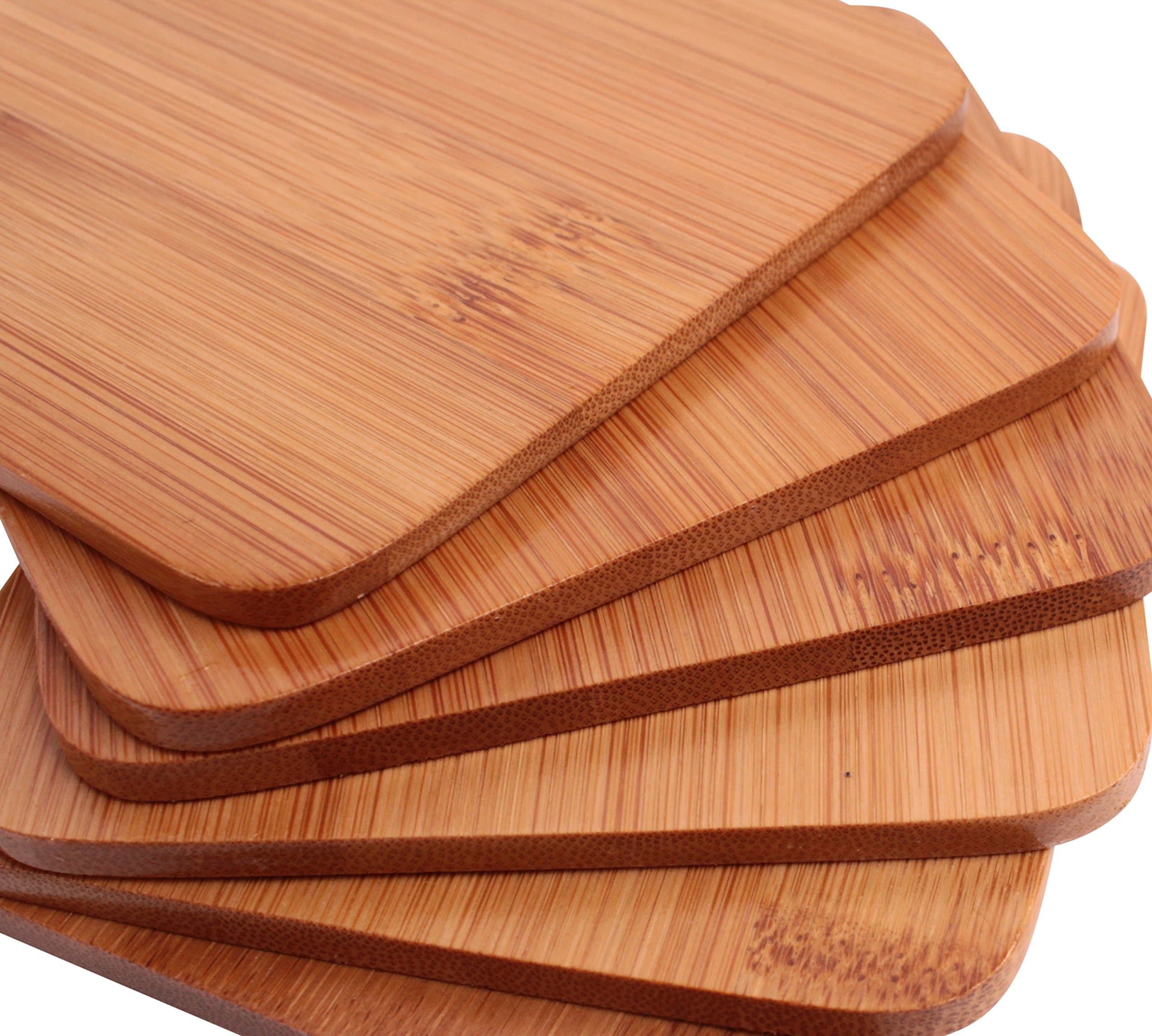 Drink Coasters - Stylish Bamboo Coaster Set, 6 Piece Coasters for Drinks, Coffee & Tea by Ergo Kitchen Accessories
