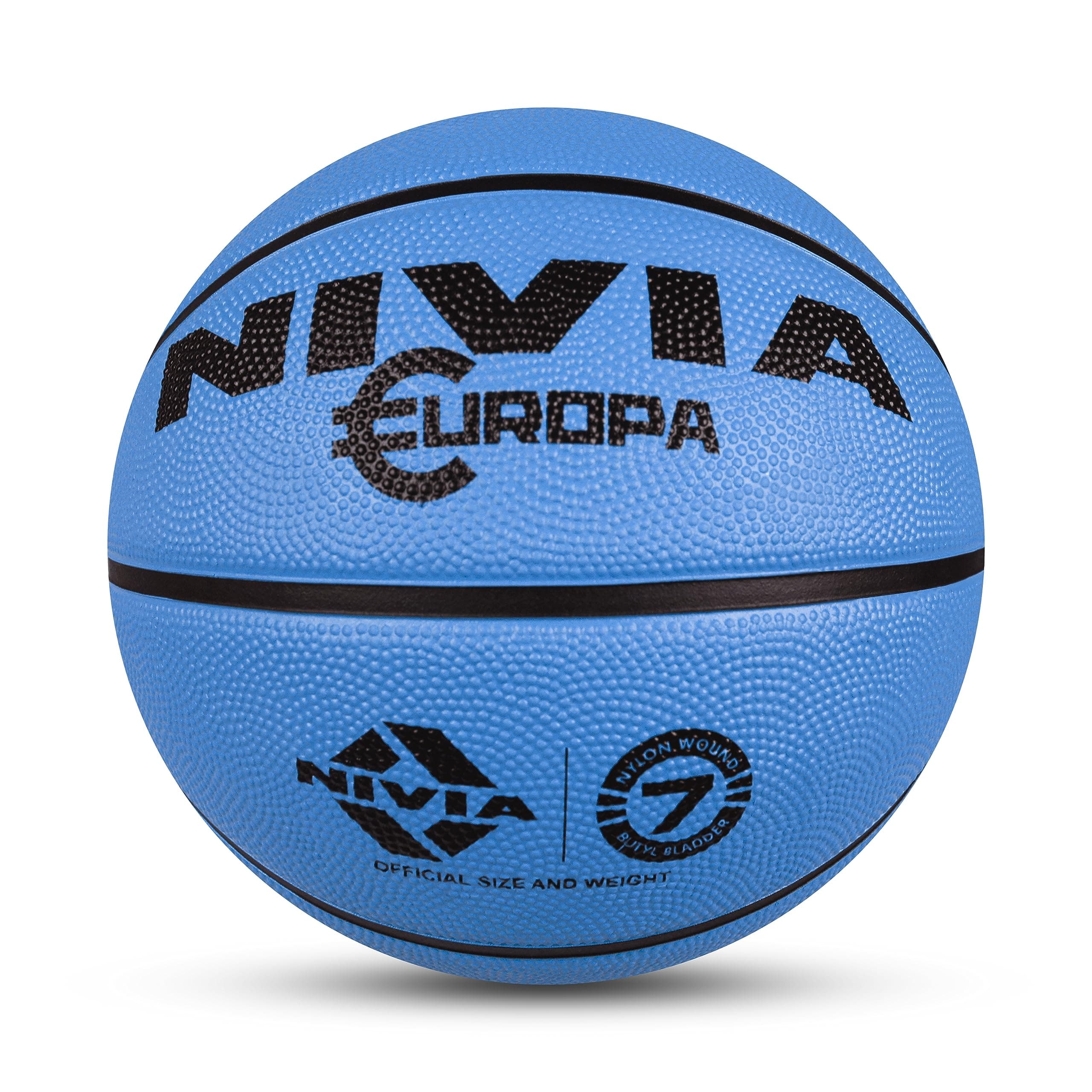 Europa Basketball, As per Basic Standard, 8 Panels, Molded Durable Rubber Cover with Pebbled Texture, Butyl Threadwounded Bladder, to Play on All Indoor & Outdoor Surfaces (Size - 7, Assorted)