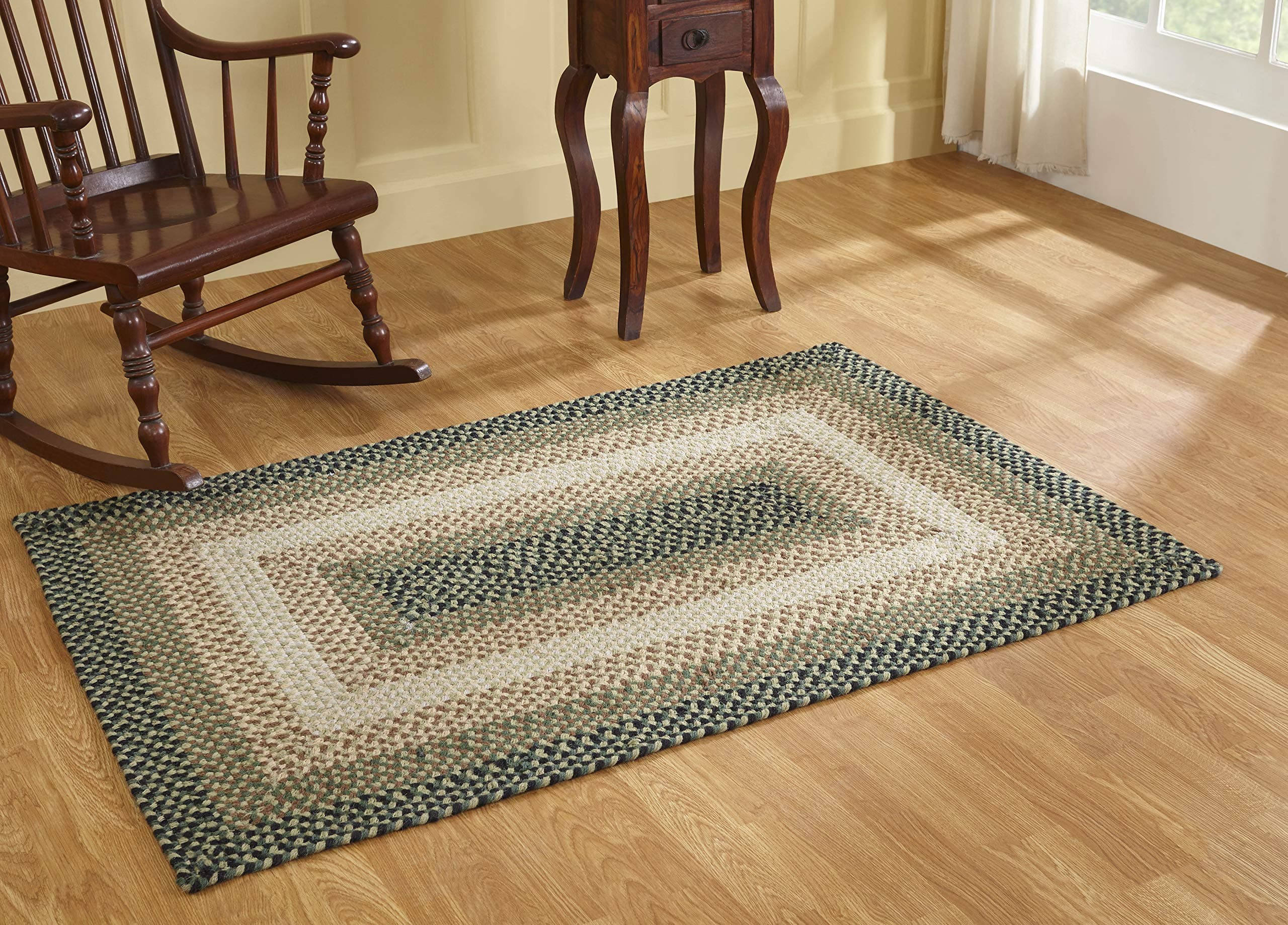 Better TrendsWoodbridge Braid Collection is Durable, Mildew and Moisture Resistant Reversible Indoor Area Utility Rug 100% Wool in Vibrant Colors, 20" x 30" Rectangle, Green