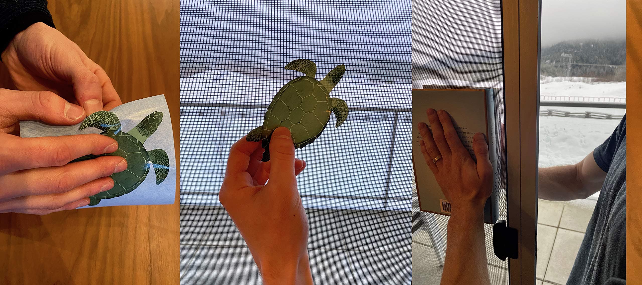 Retractable Screen Door Decals (Stickers) - 5 per Package - Keep Children Safe - Alert Birds, Dogs, Kids - Warn, Protect, Window Safety - Gecko (White)