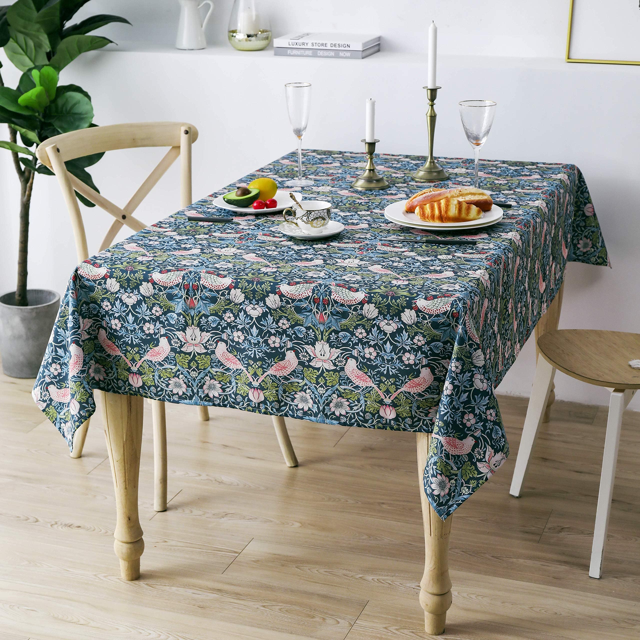 Obal William Morris Tablecloth Original Design Tablecloth Water Resistant Rectangular Table cloth Kitchen Dinning Decoration Table Cover Washable, 230cm x 140cm (Strawberry Thief)