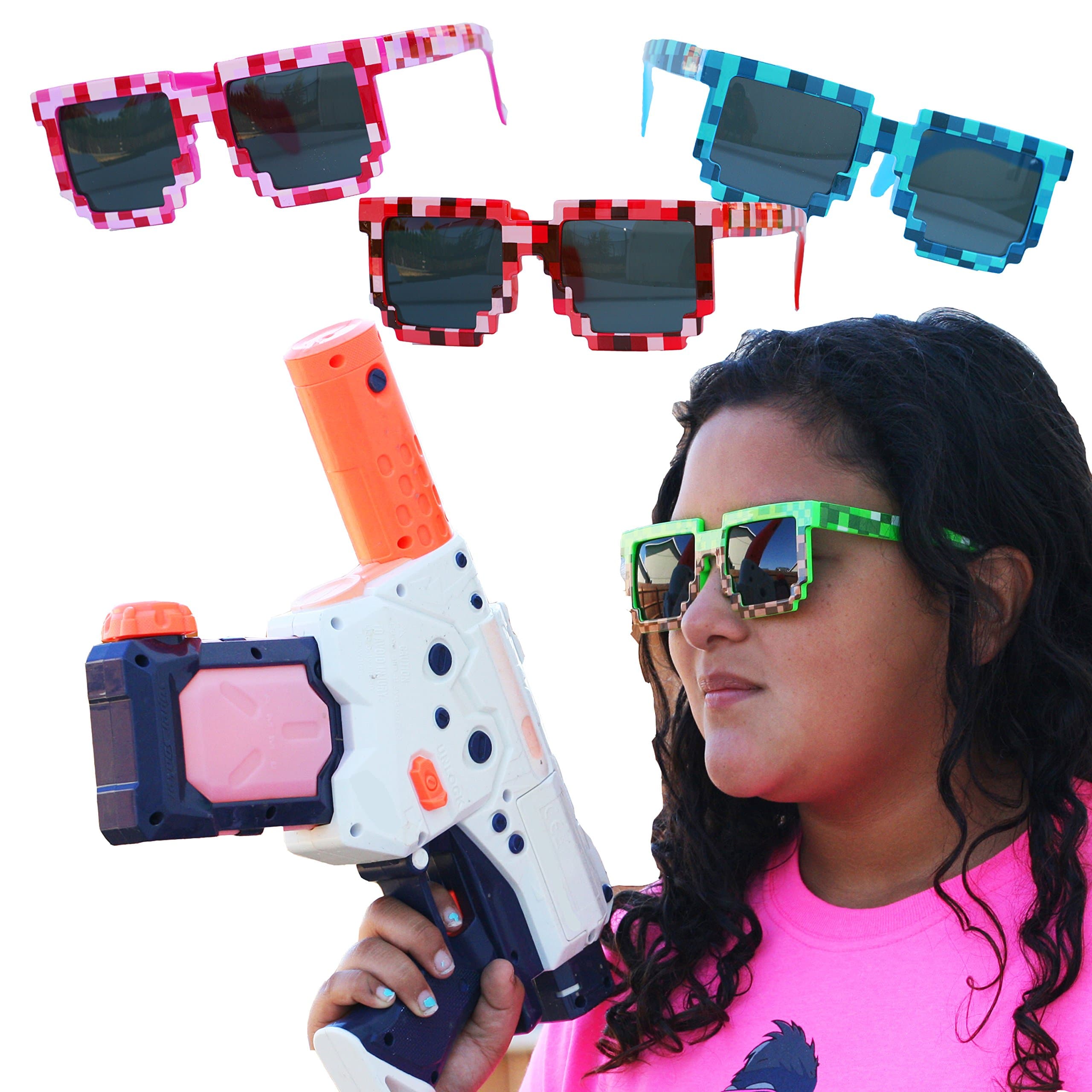 8-Bit Pixel Piexelated Miner Multi-Colored Sunglasses 8 Pack Box Set