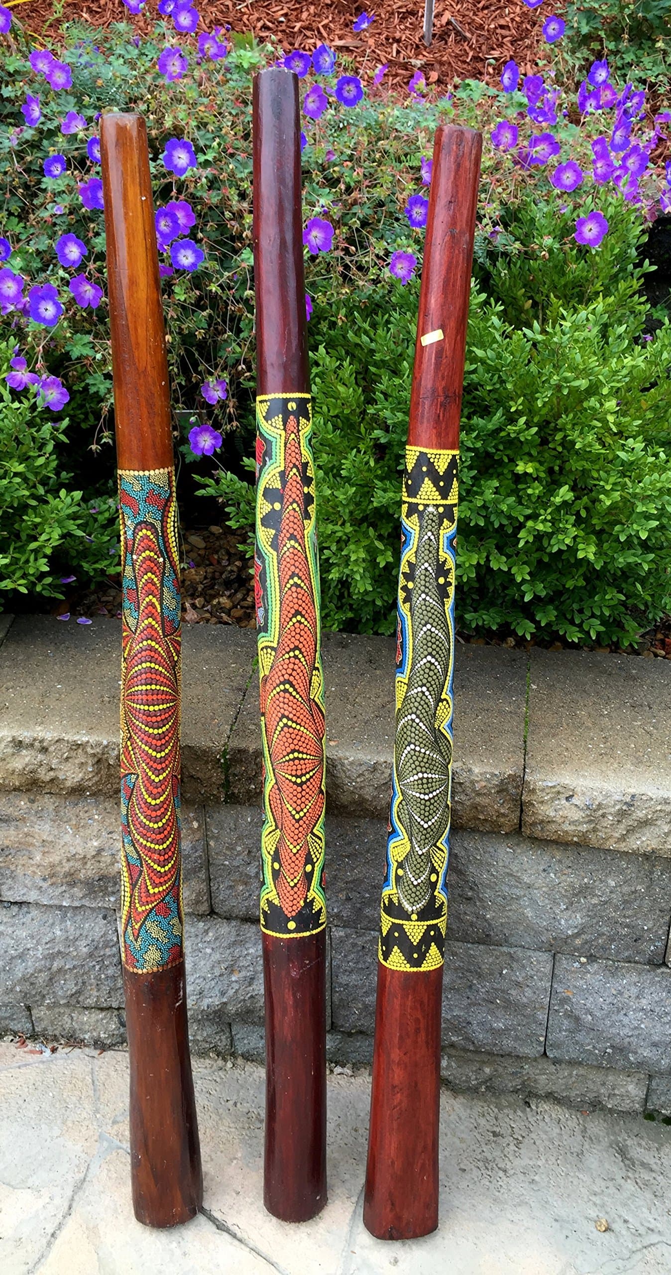 Didgeridoo Instrument Hand Painted Solid Teak Wood Aboriginal Design Percussion Musical Instrument Professional Sound XL Size 52"