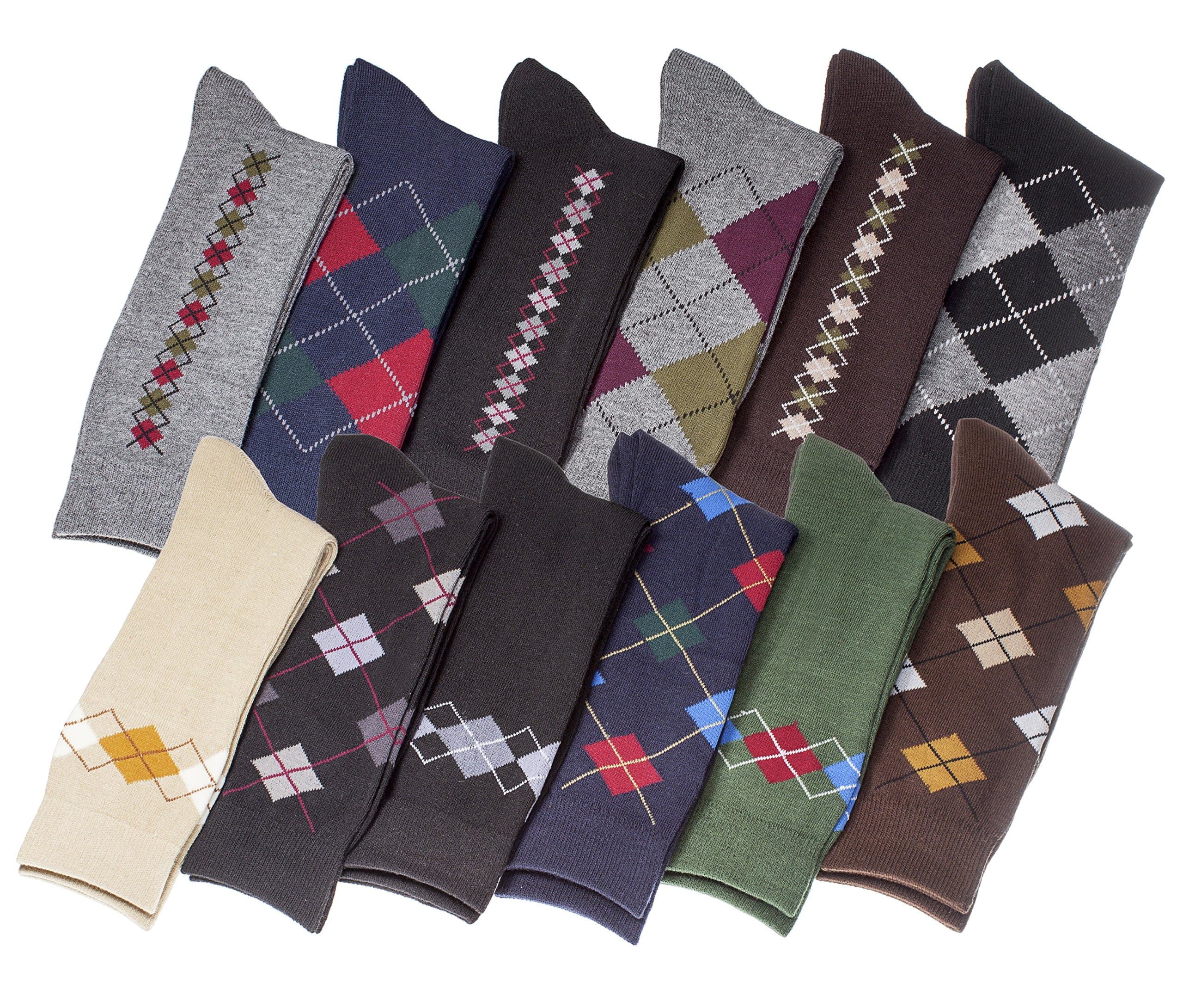 Men's Dress Socks Solid Black Soft Cotton Blend Size 8-12 (12 Pair)