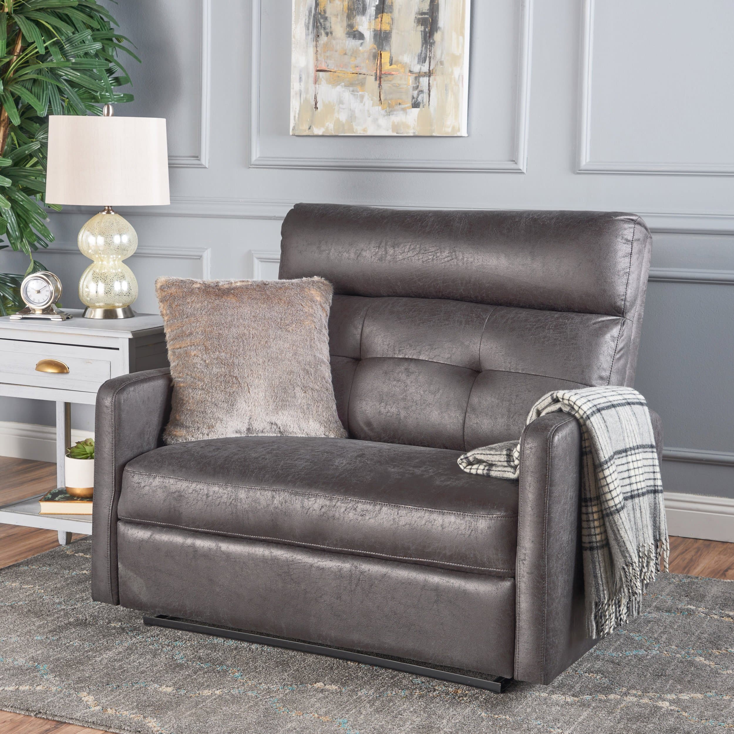 Christopher Knight Home Halima Microfiber 2-Seater Recliner, Slate